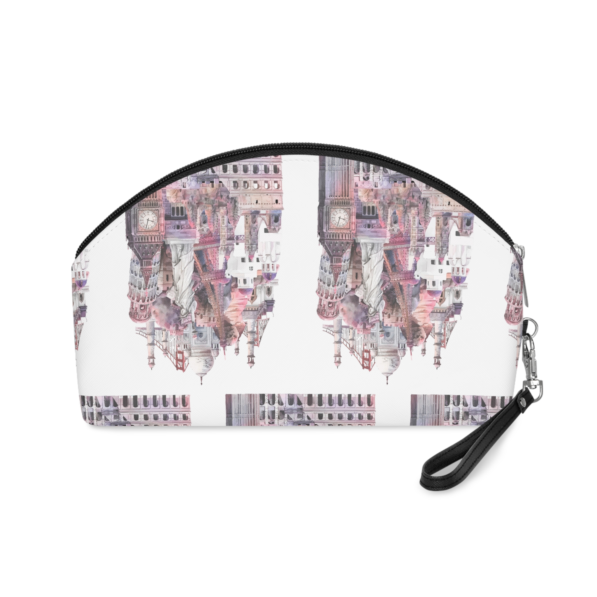 Collection Architectural Landmarks Painted By Watercolor Makeup Bag - Image 2