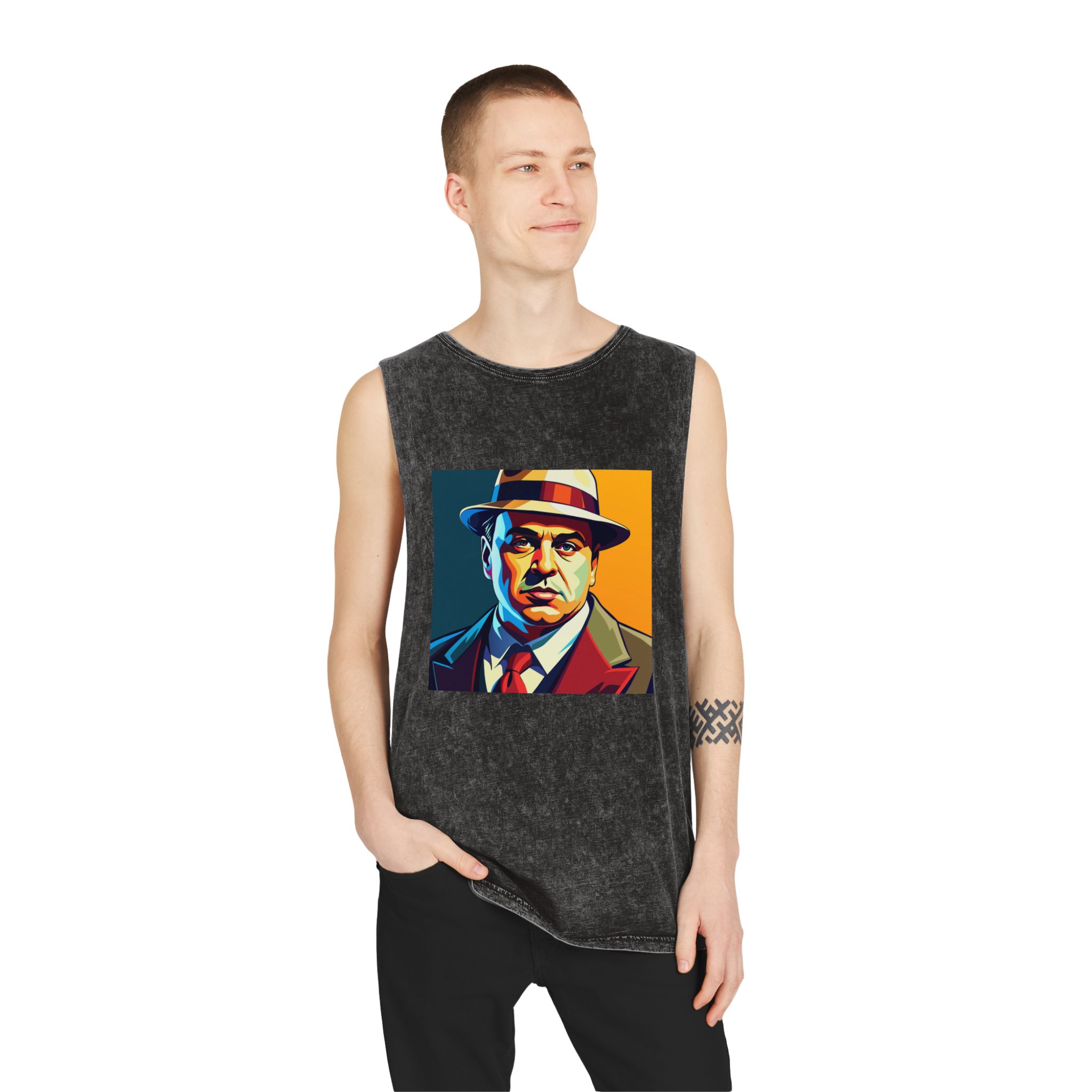 Al Capone V2 Unisex Stonewash Tank Top - Image 3