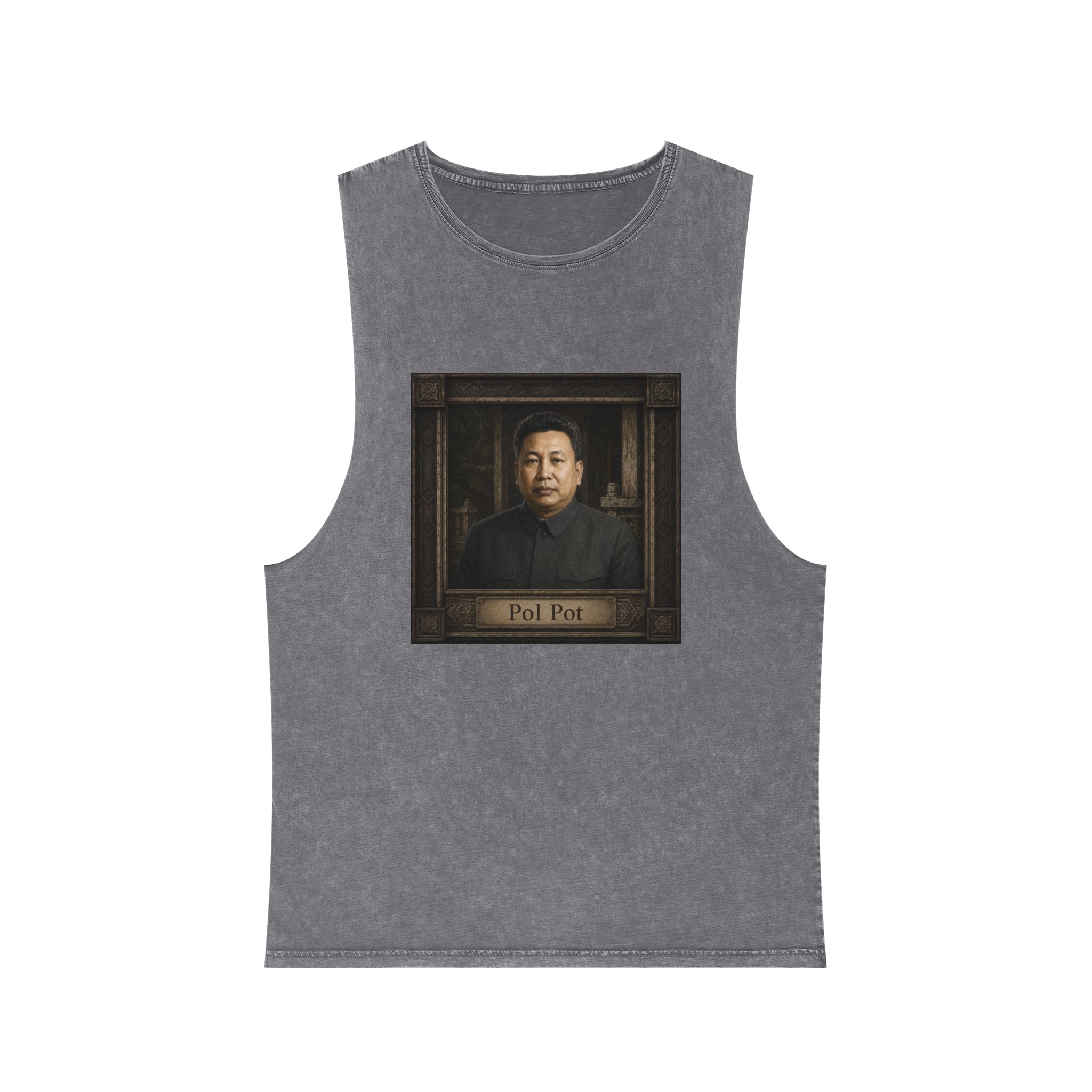 Pol Pot Unisex Stonewash Tank Top - Image 9