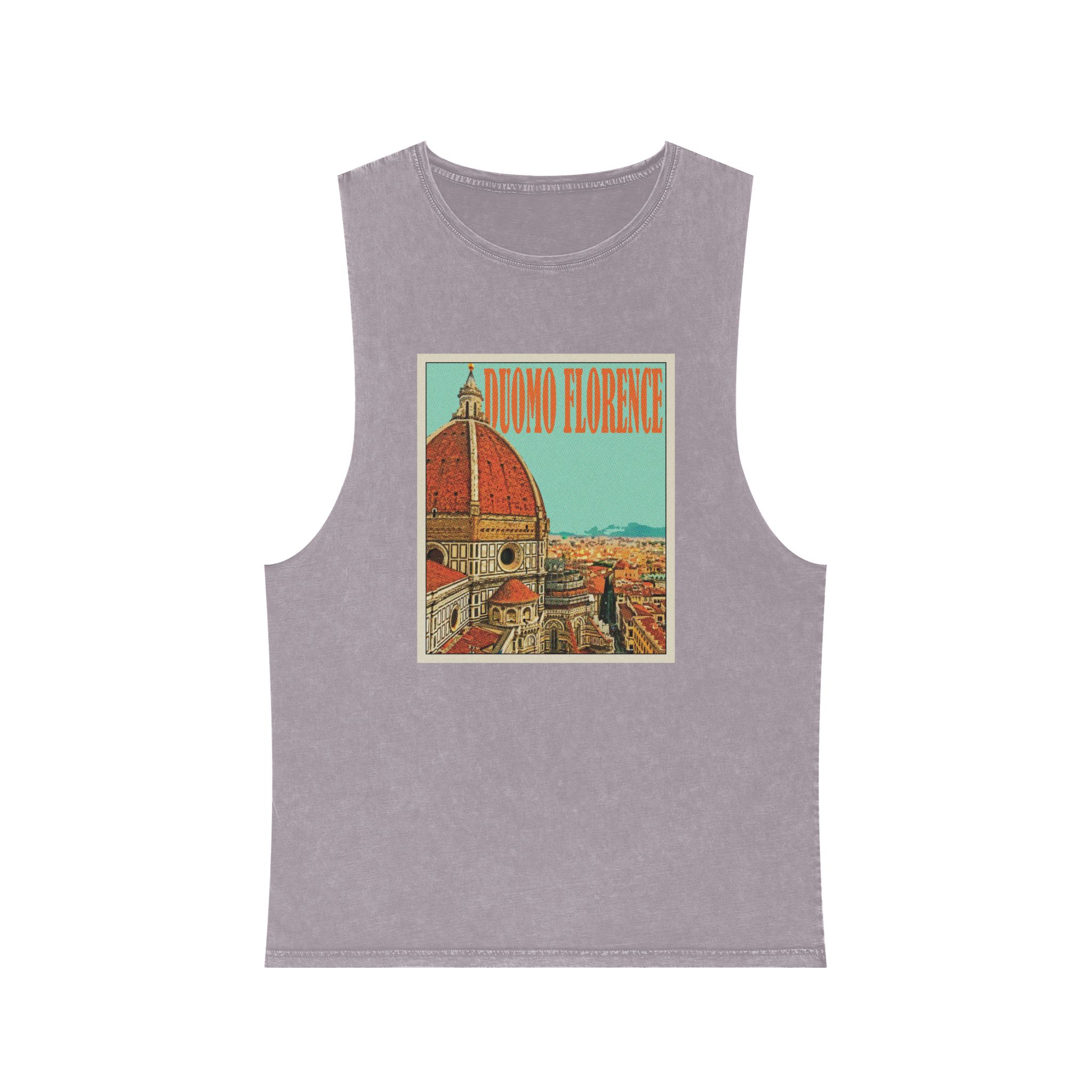 Duomo Florence Retro Travel Poster Unisex Stonewash Tank Top - Image 17