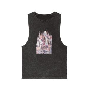 Collection Architectural Landmarks Painted By Watercolor Unisex Stonewash Tank Top