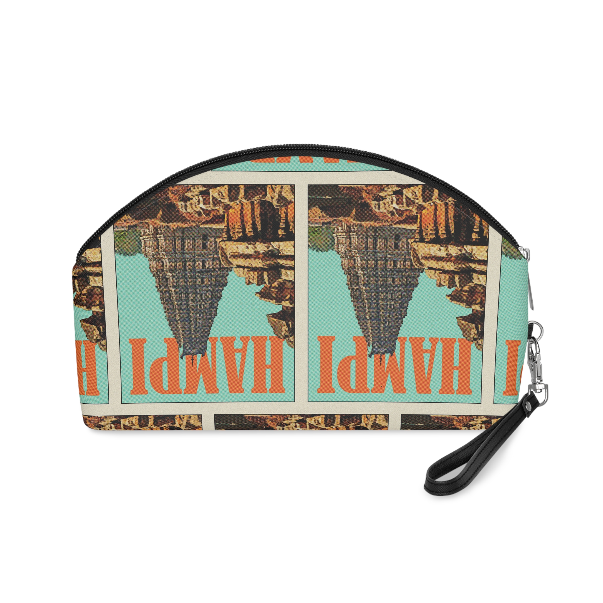 Hampi Retro Travel Poster (2) Makeup Bag - Image 2