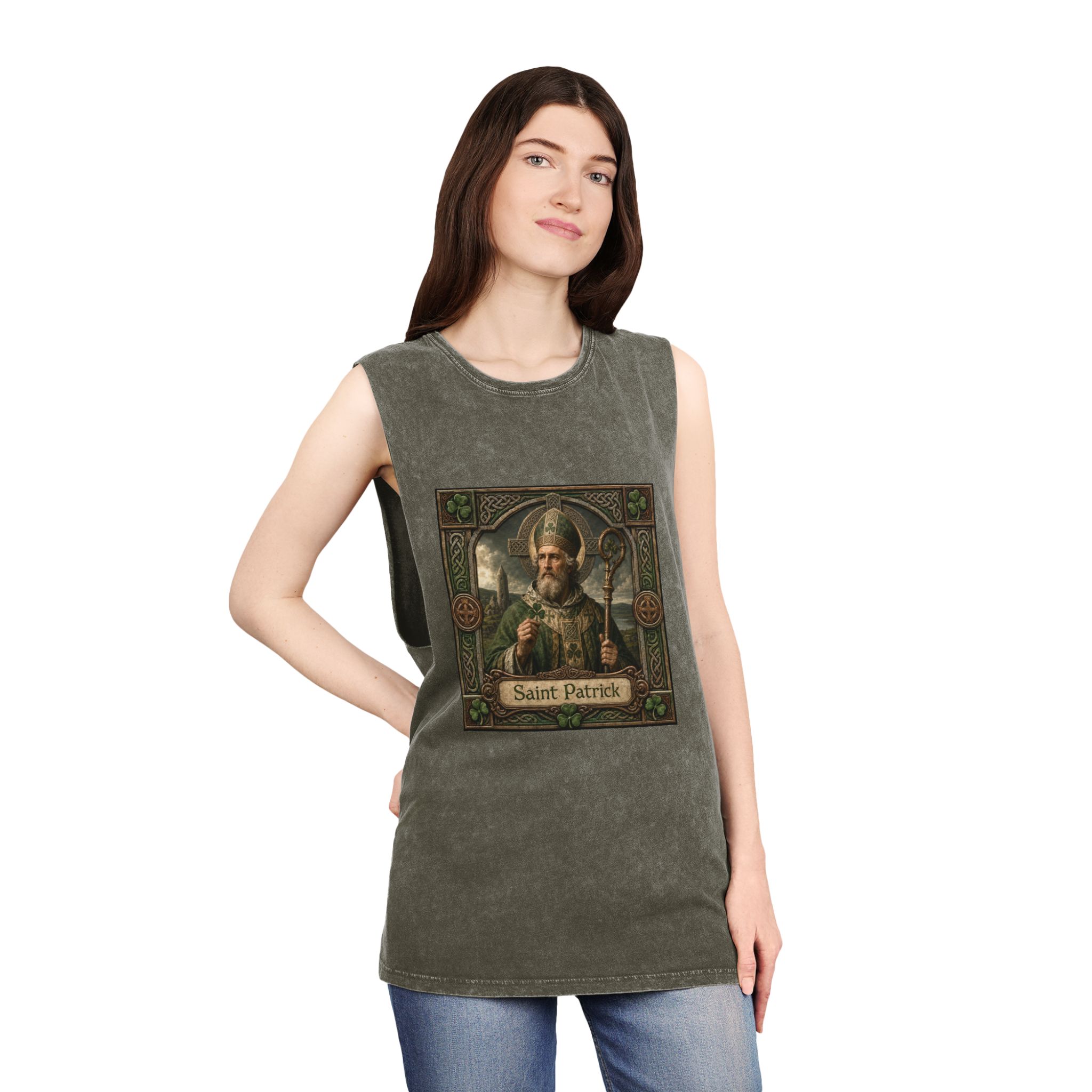 Saint Patrick Unisex Stonewash Tank Top - Image 8