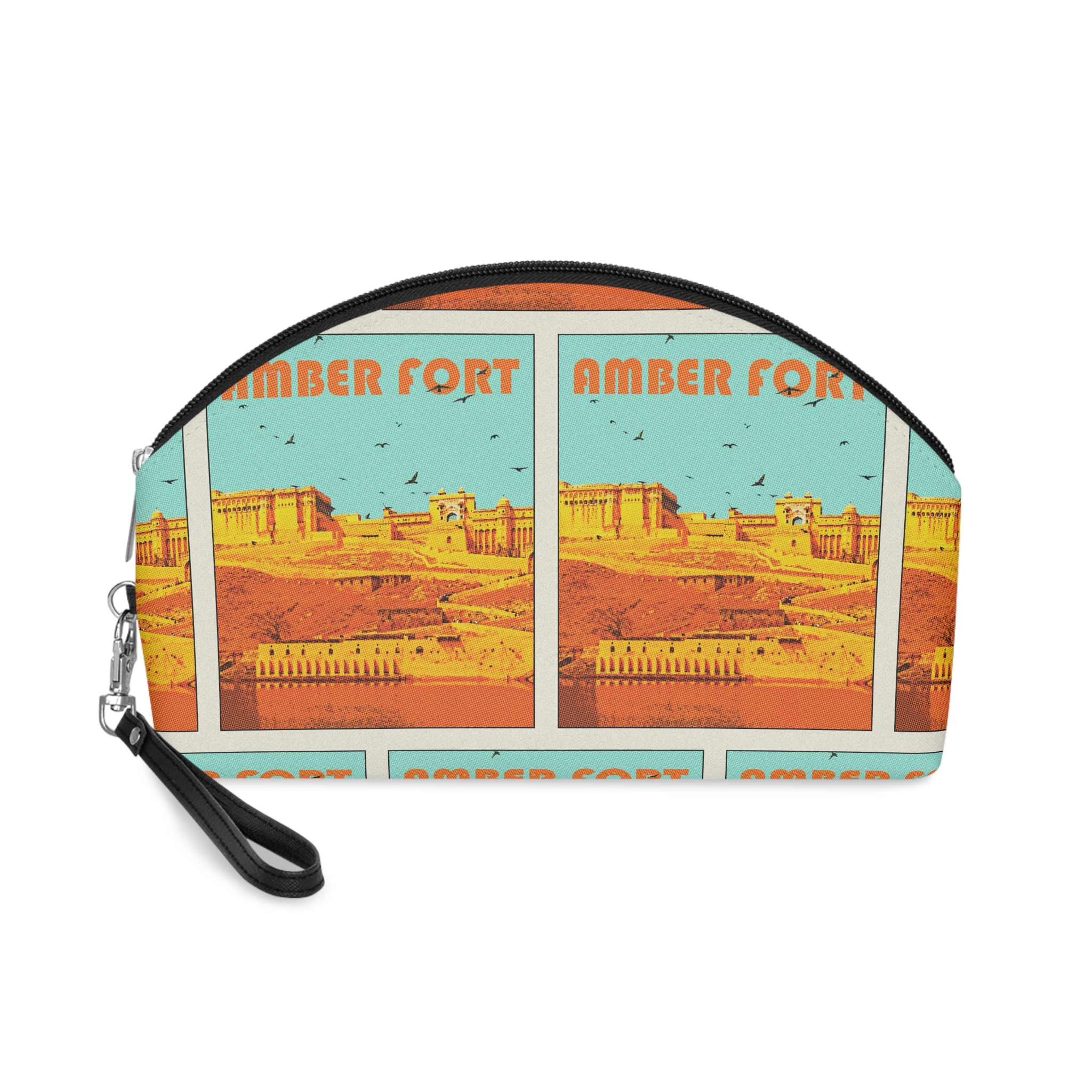 Amber Fort Retro Travel Poster Makeup Bag