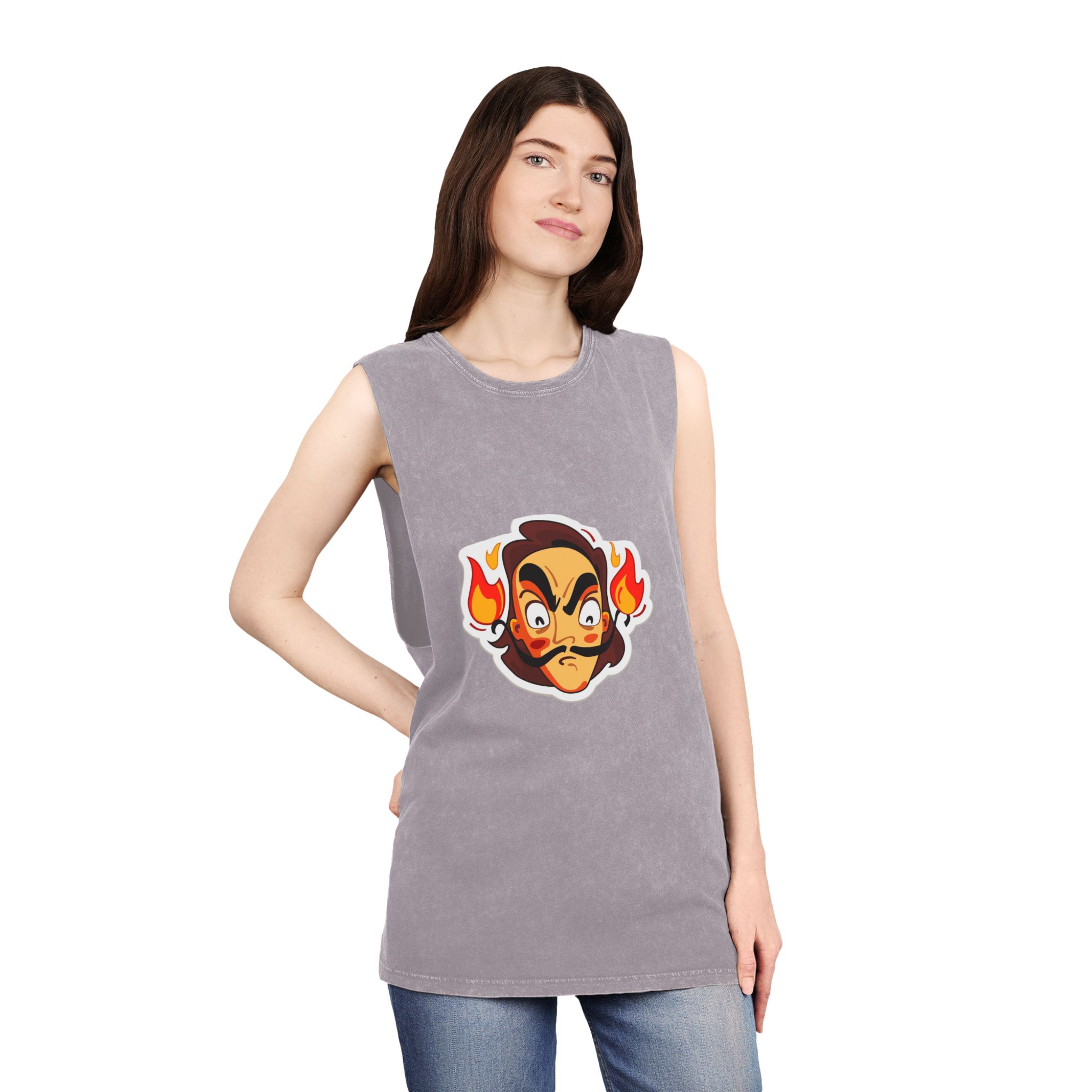 Angry Dali Unisex Stonewash Tank Top - Image 20