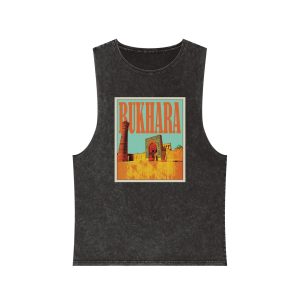 Bukhara Retro Travel Poster Unisex Stonewash Tank Top