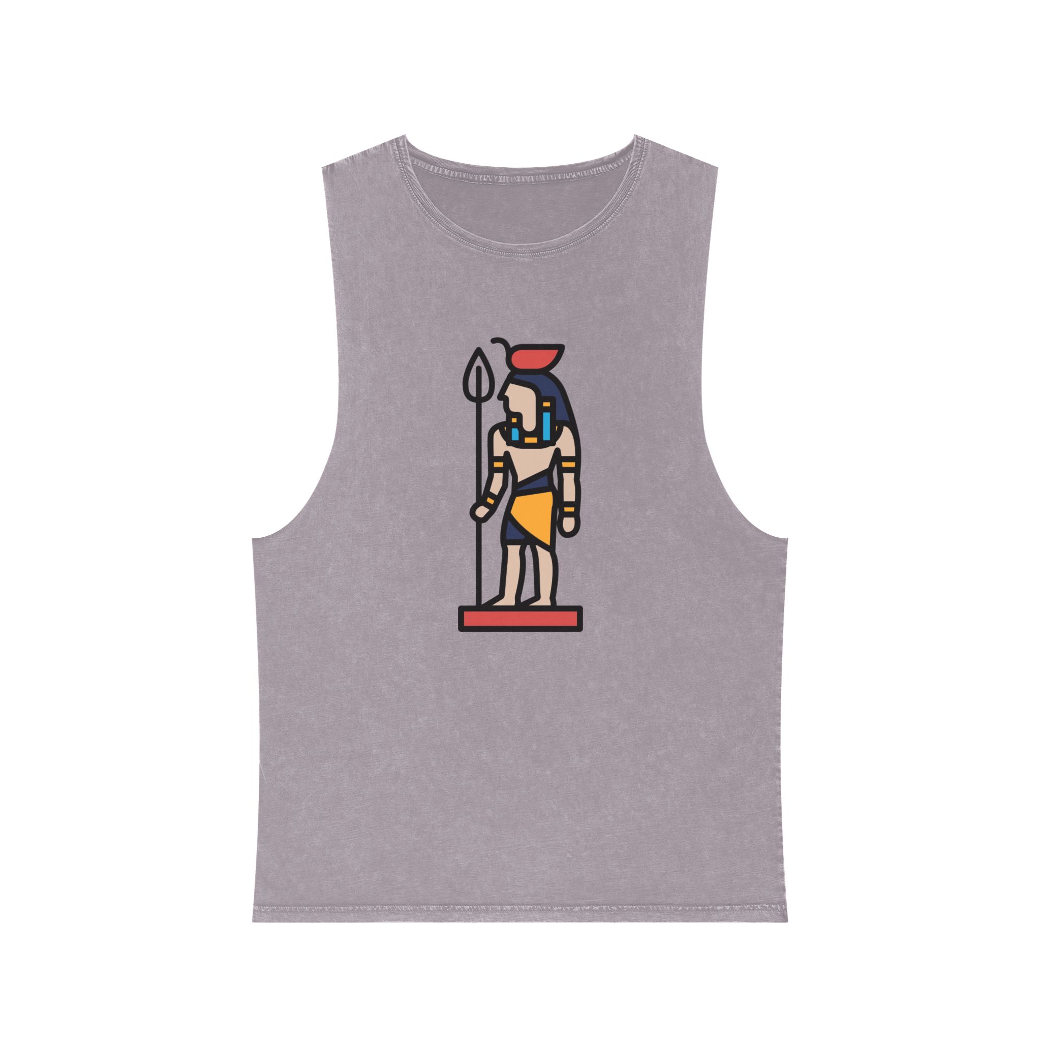 Ancient Egyptian Sculpture Line Style Unisex Stonewash Tank Top - Image 17