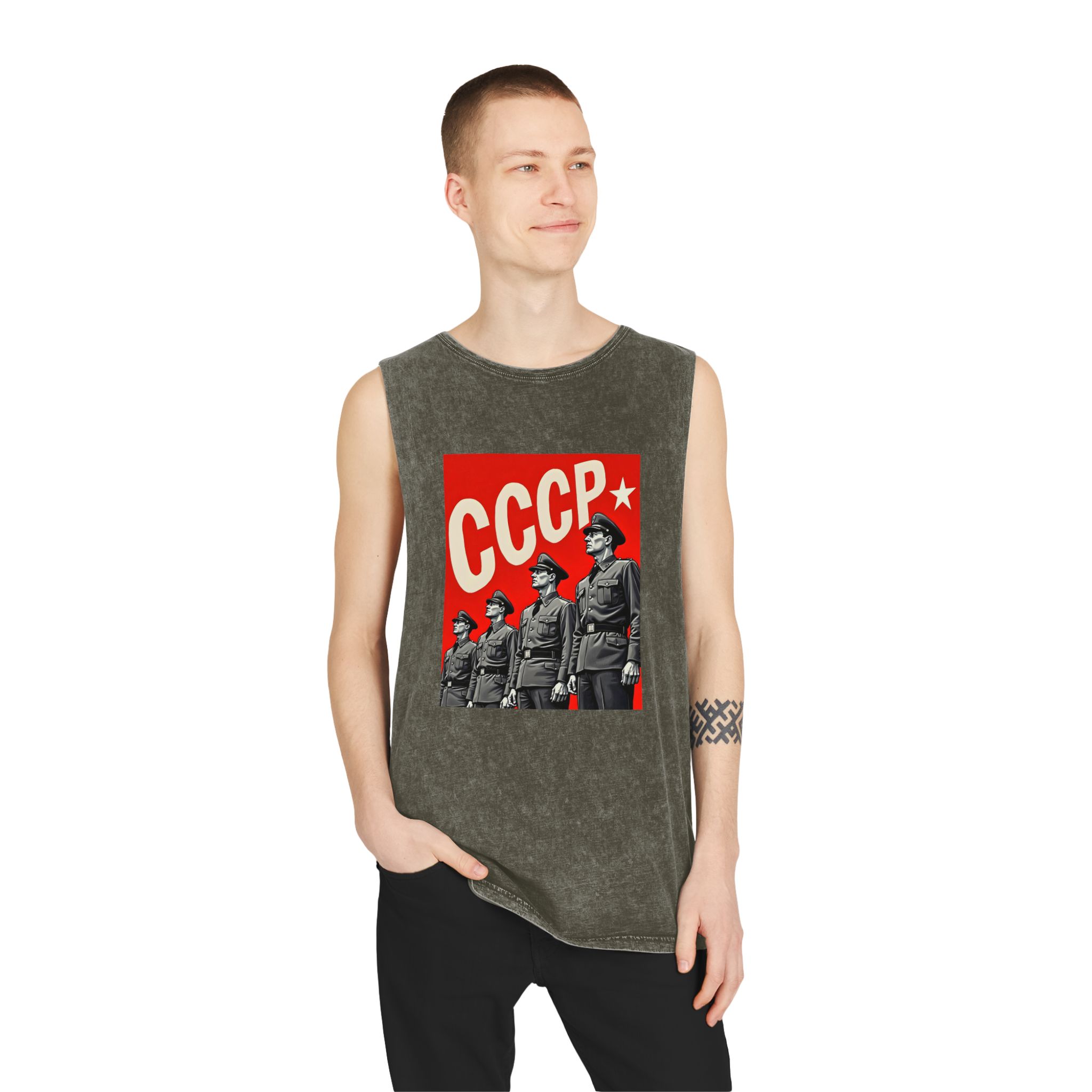 Cccp 1 Unisex Stonewash Tank Top - Image 7