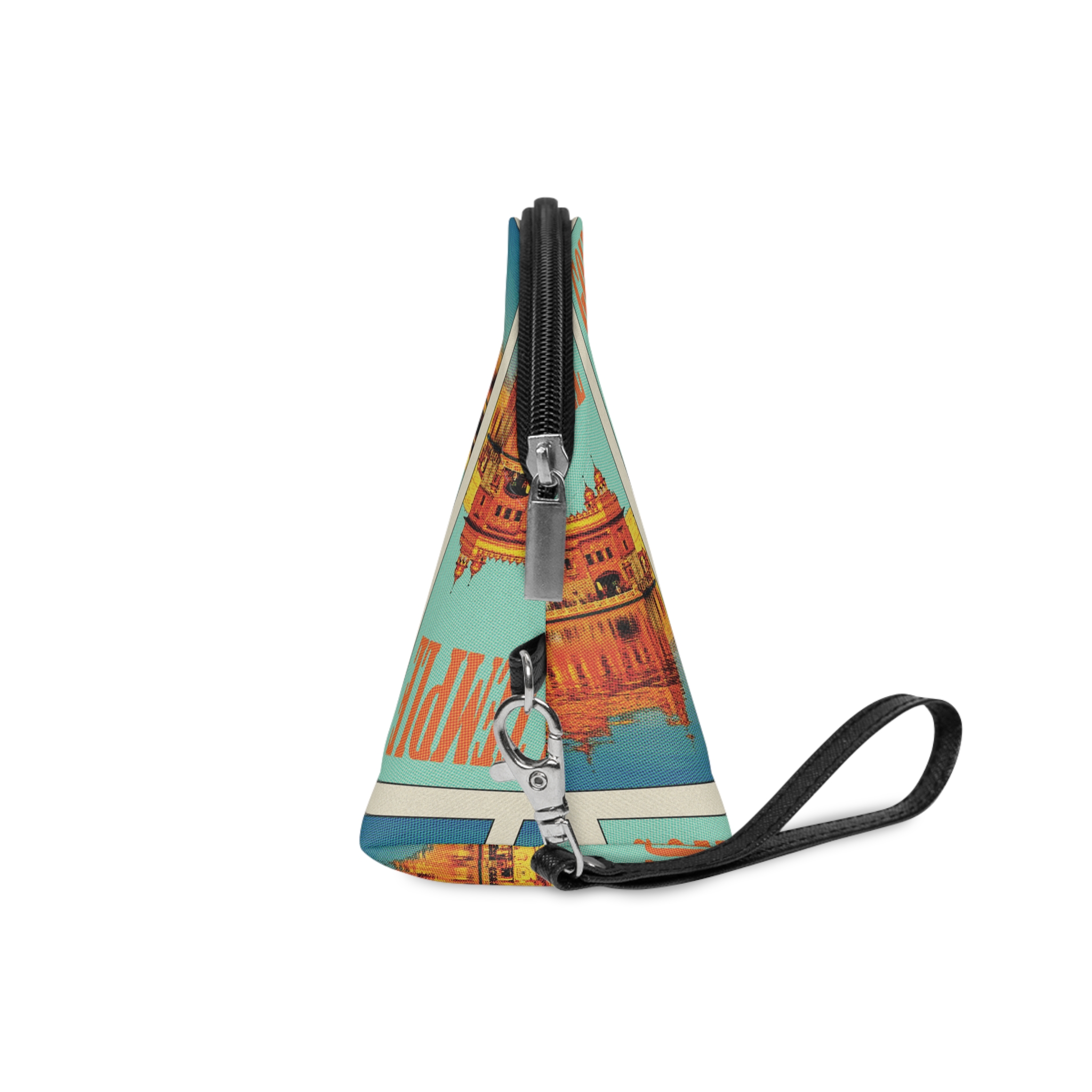Golden Temple Retro Travel Poster (1) Makeup Bag - Image 3