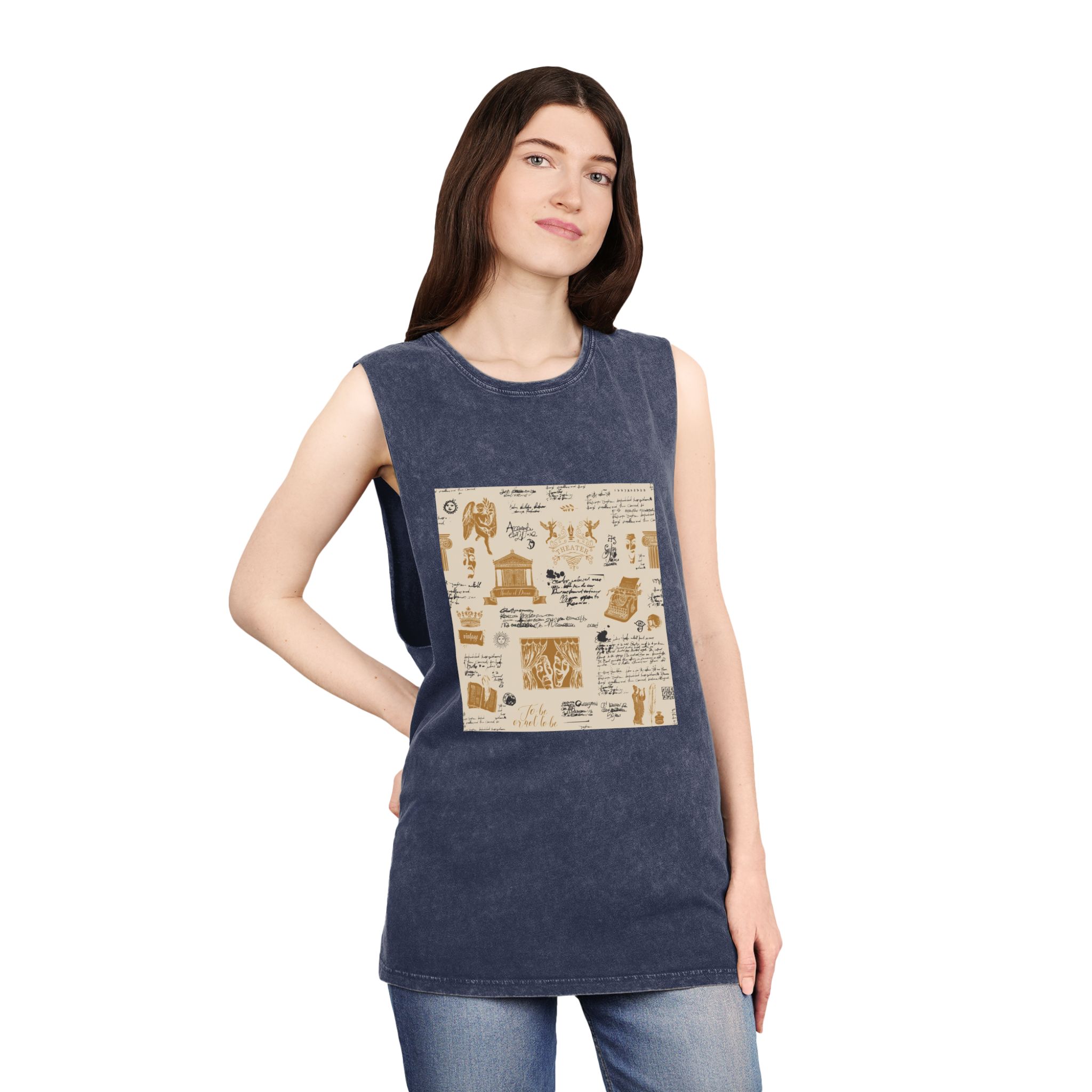 Theater Background 004 Unisex Stonewash Tank Top - Image 16