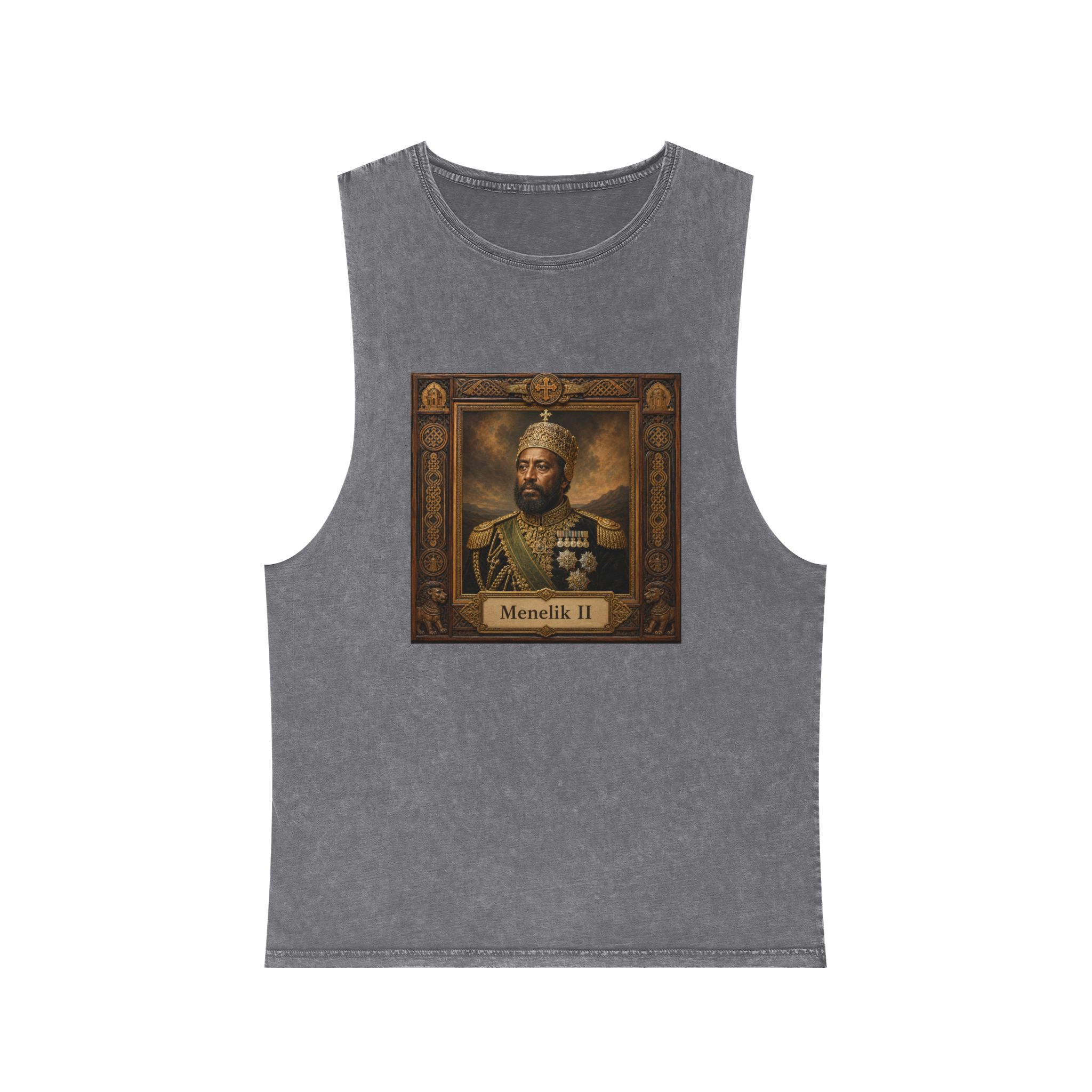 Menelik II Unisex Stonewash Tank Top - Image 9