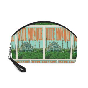 Blue Mosque Retro Travel Poster Makeup Bag