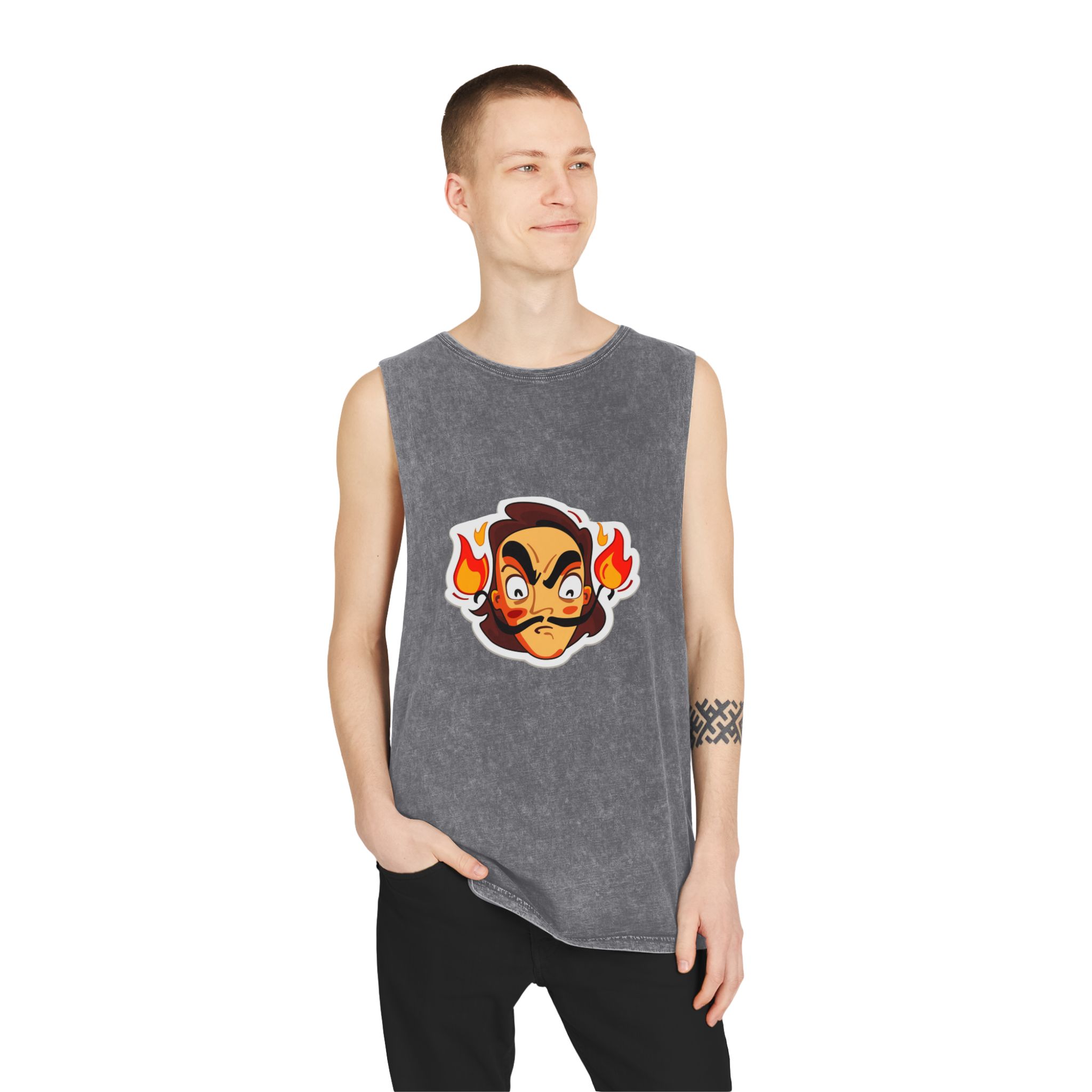 Angry Dali Unisex Stonewash Tank Top - Image 11