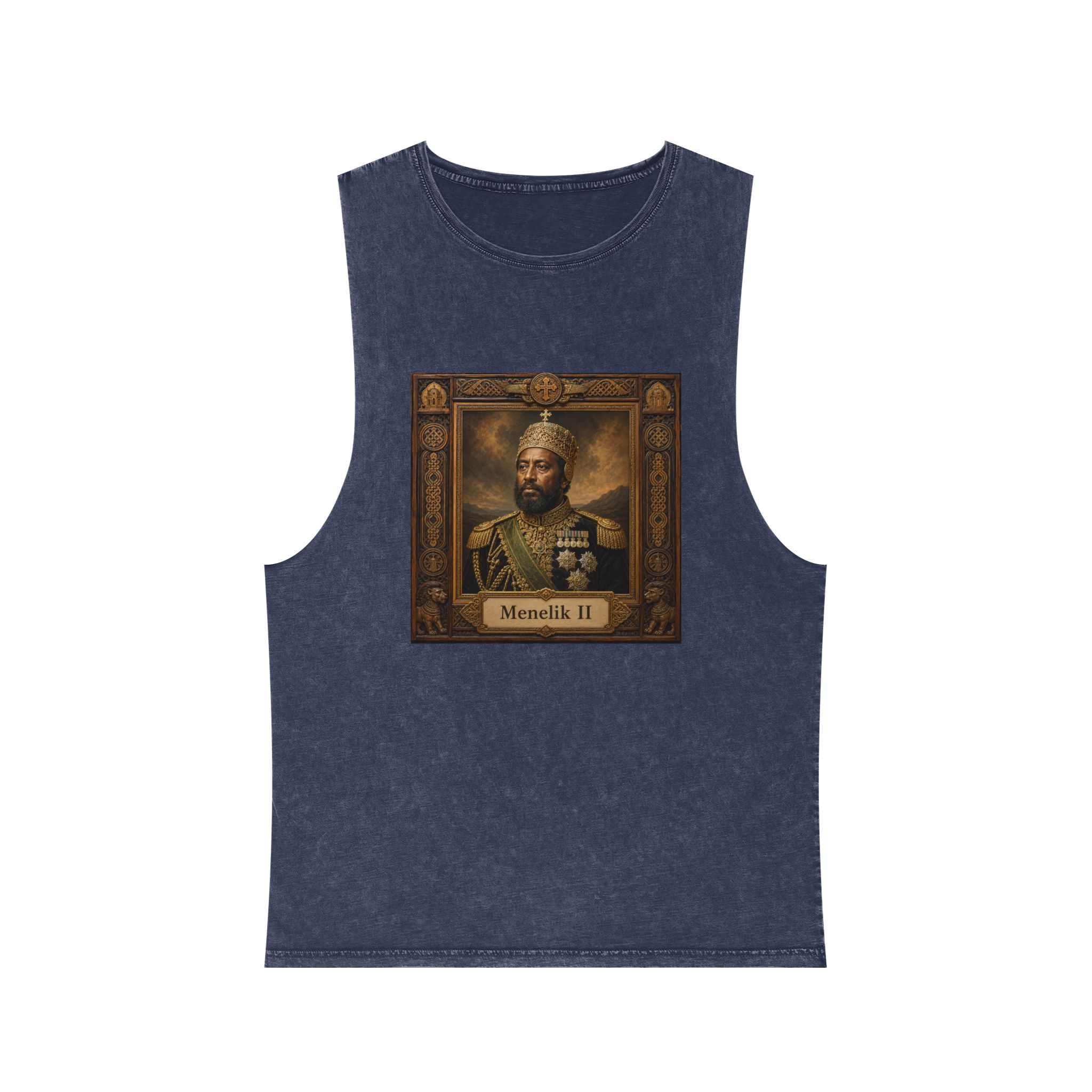 Menelik II Unisex Stonewash Tank Top - Image 13