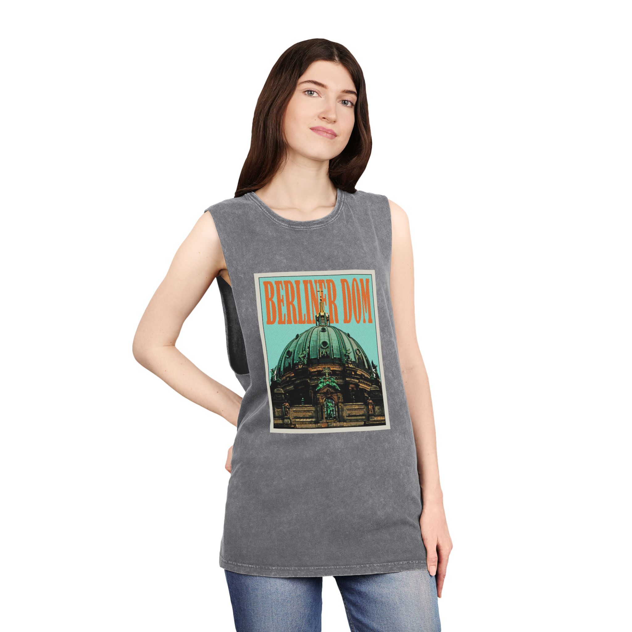 Berliner Dom Retro Travel Poster Unisex Stonewash Tank Top - Image 12