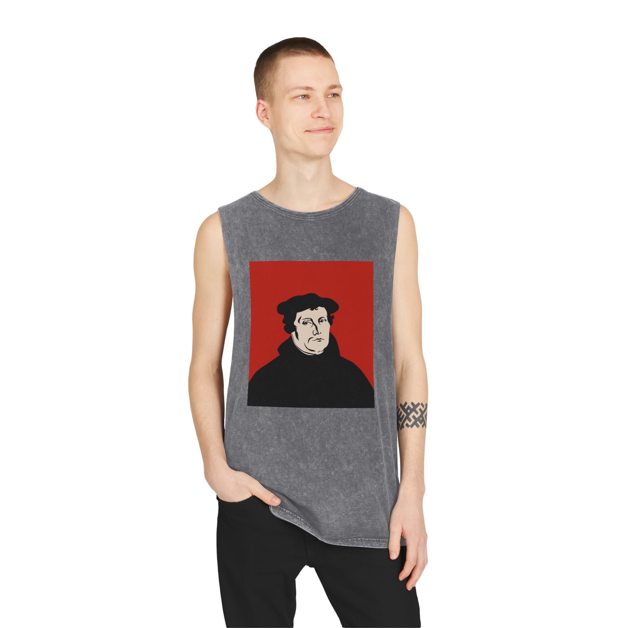 Martin Luther Unisex Stonewash Tank Top - Image 11