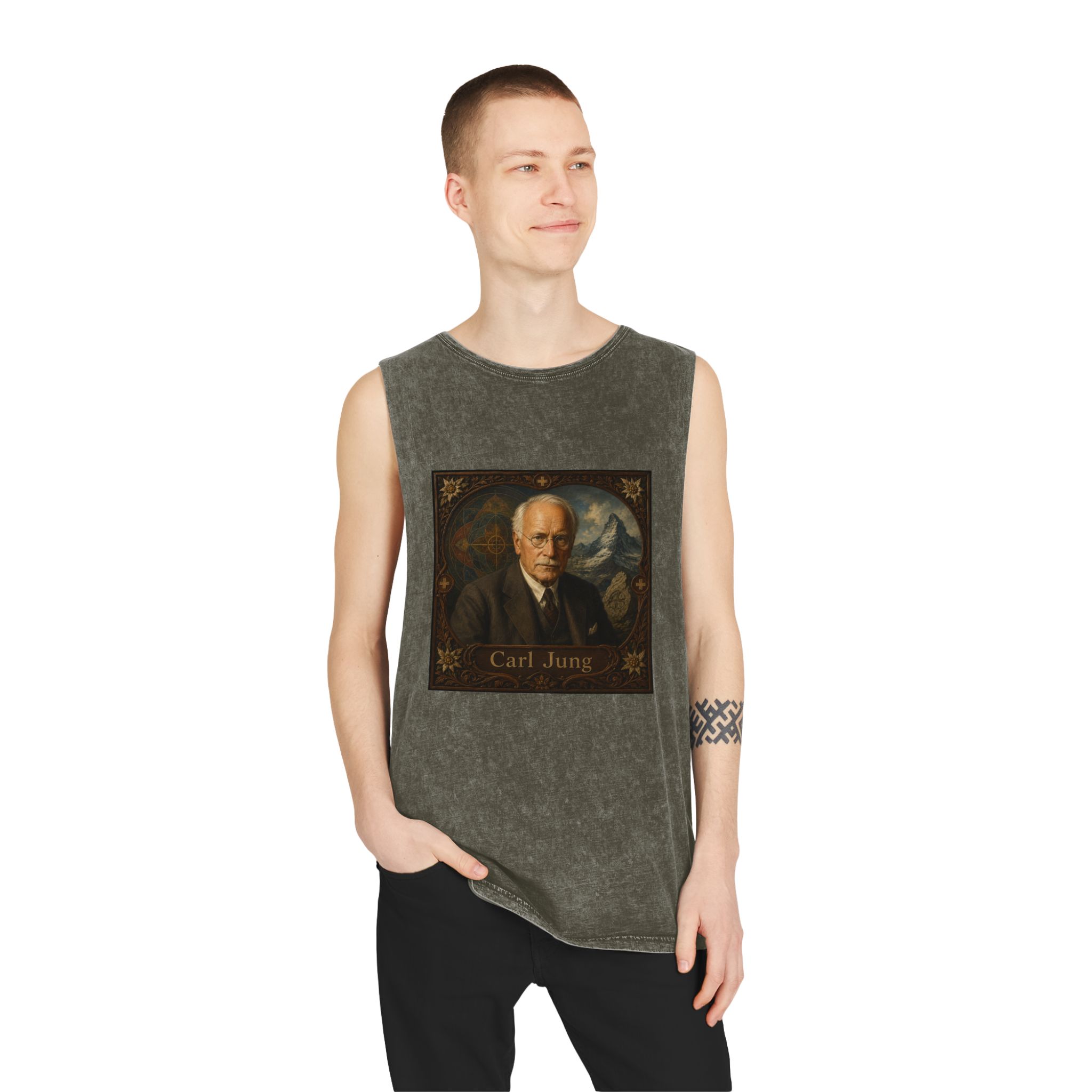 Carl Jung Unisex Stonewash Tank Top - Image 7