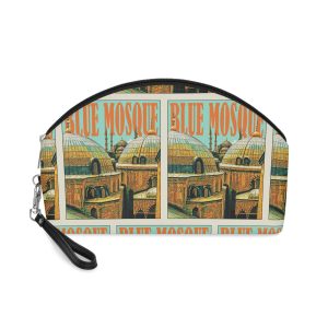Blue Mosque Retro Travel Poster (1) Makeup Bag