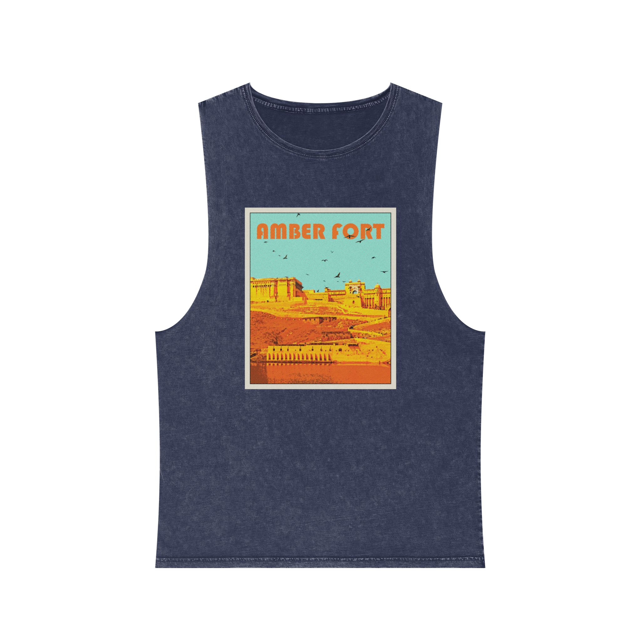 Amber Fort Retro Travel Poster Unisex Stonewash Tank Top - Image 13