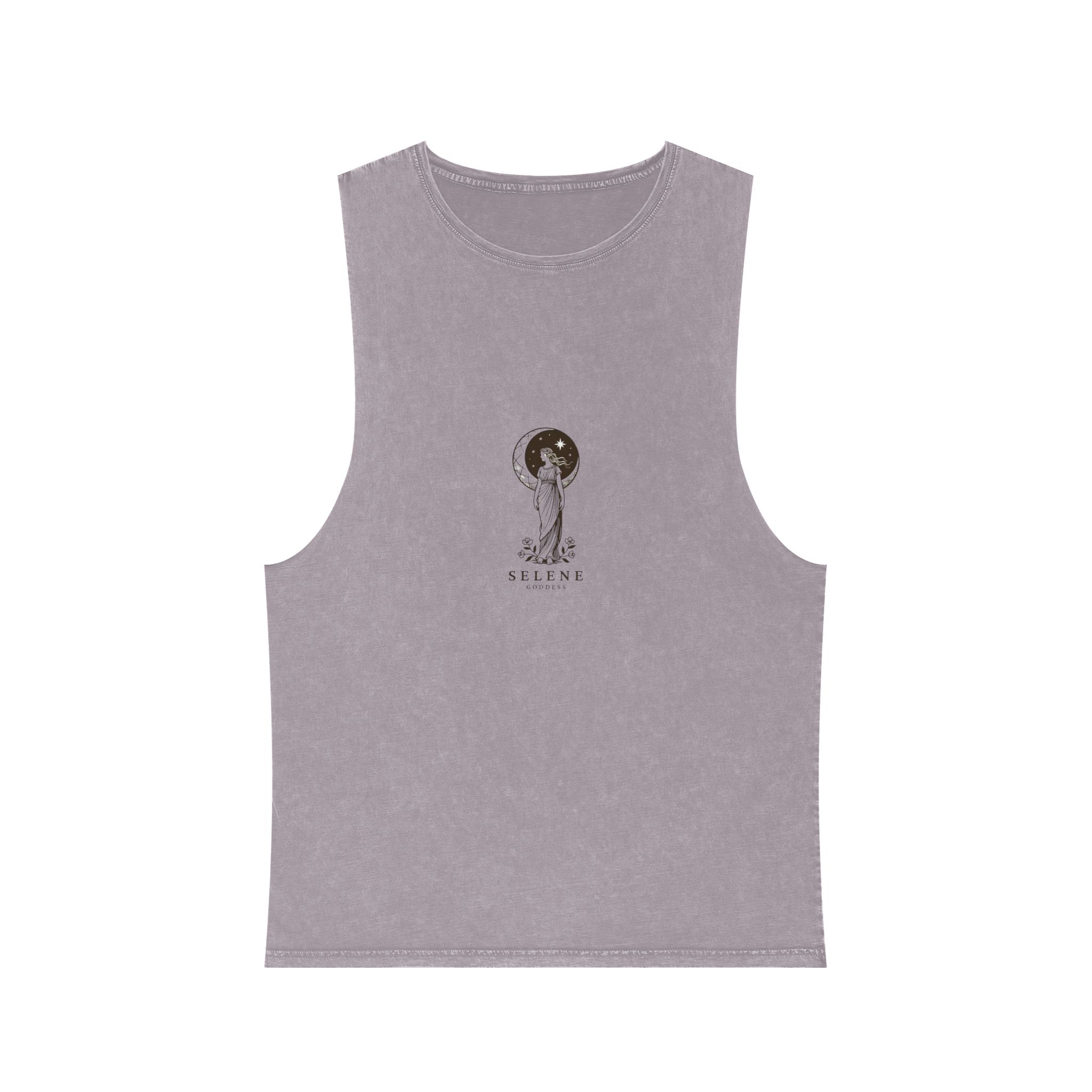 Engraving Illustration Selene Greek Moon Goddess Vector Template Unisex Stonewash Tank Top - Image 17