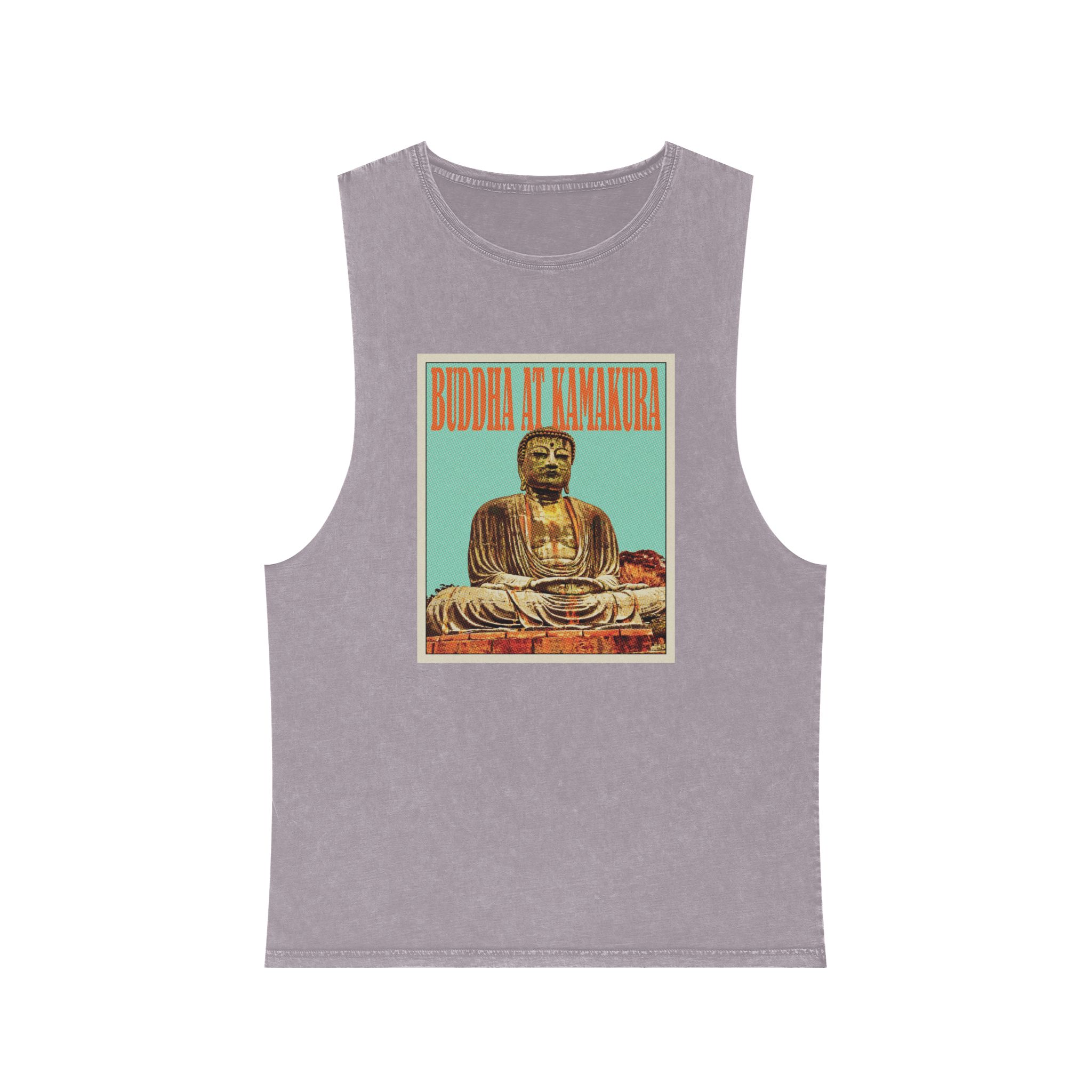 Buddha Kamakura Retro Travel Poster (1) Unisex Stonewash Tank Top - Image 17