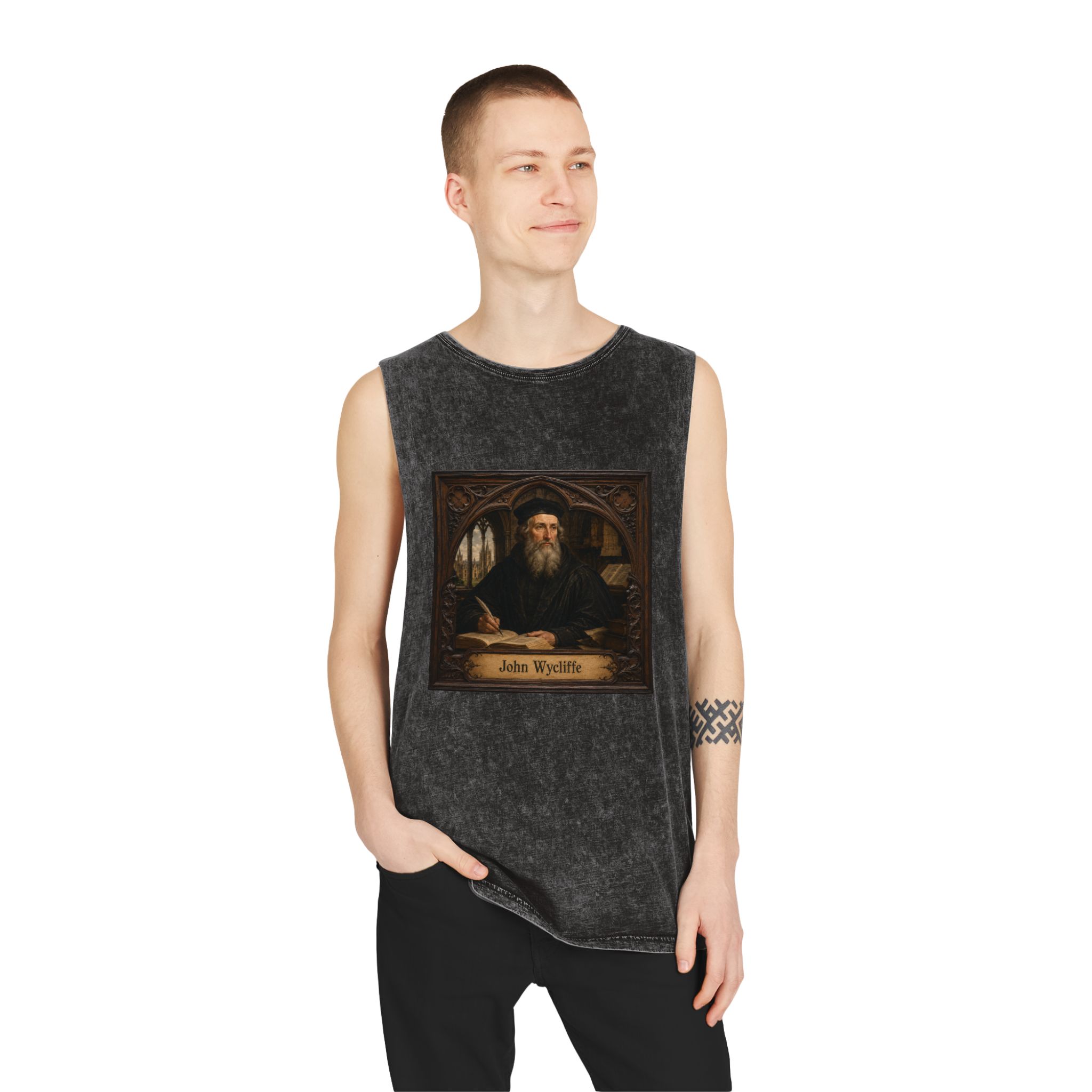 John Wycliffe Unisex Stonewash Tank Top - Image 3