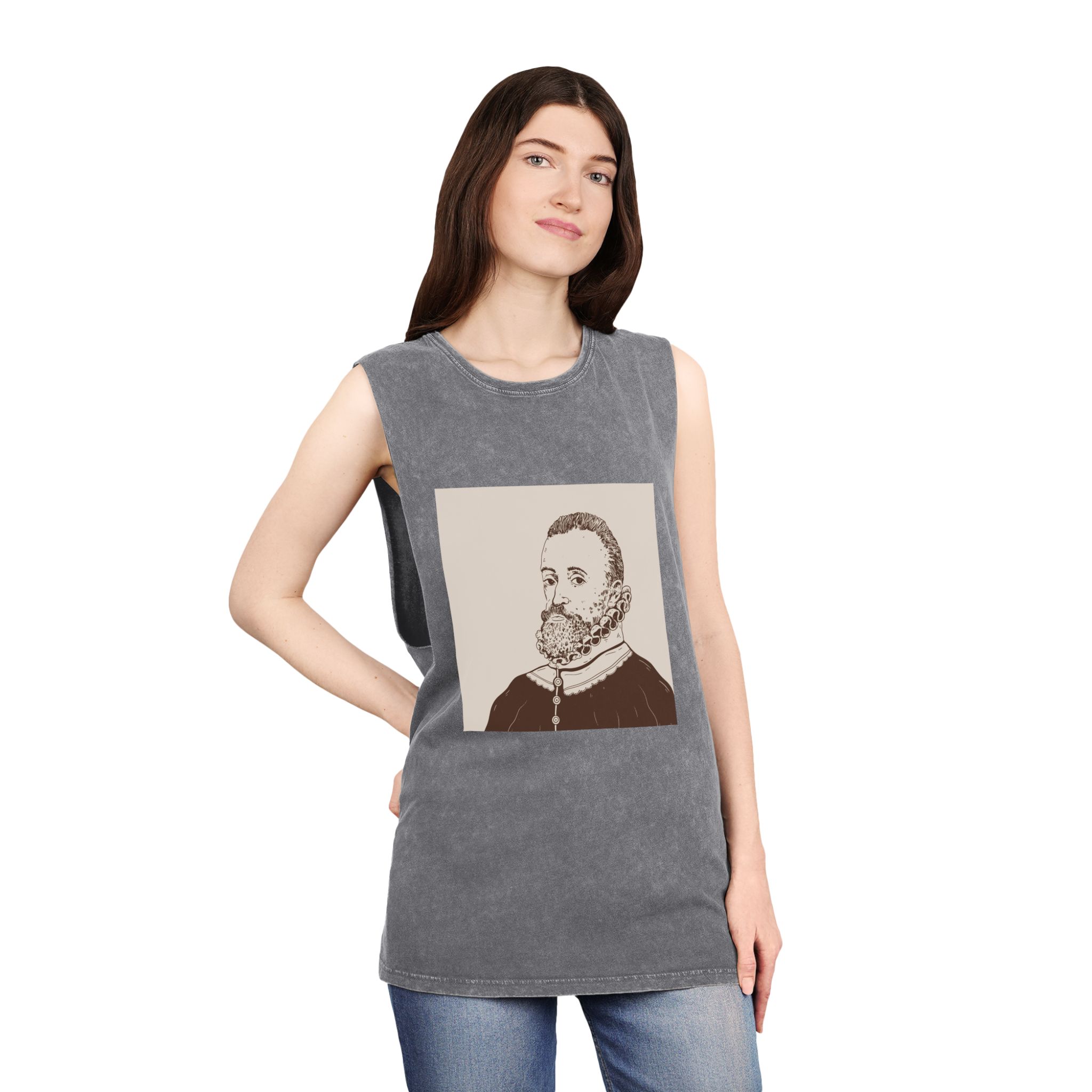 Historical Design E34CAD Unisex Stonewash Tank Top - Image 12