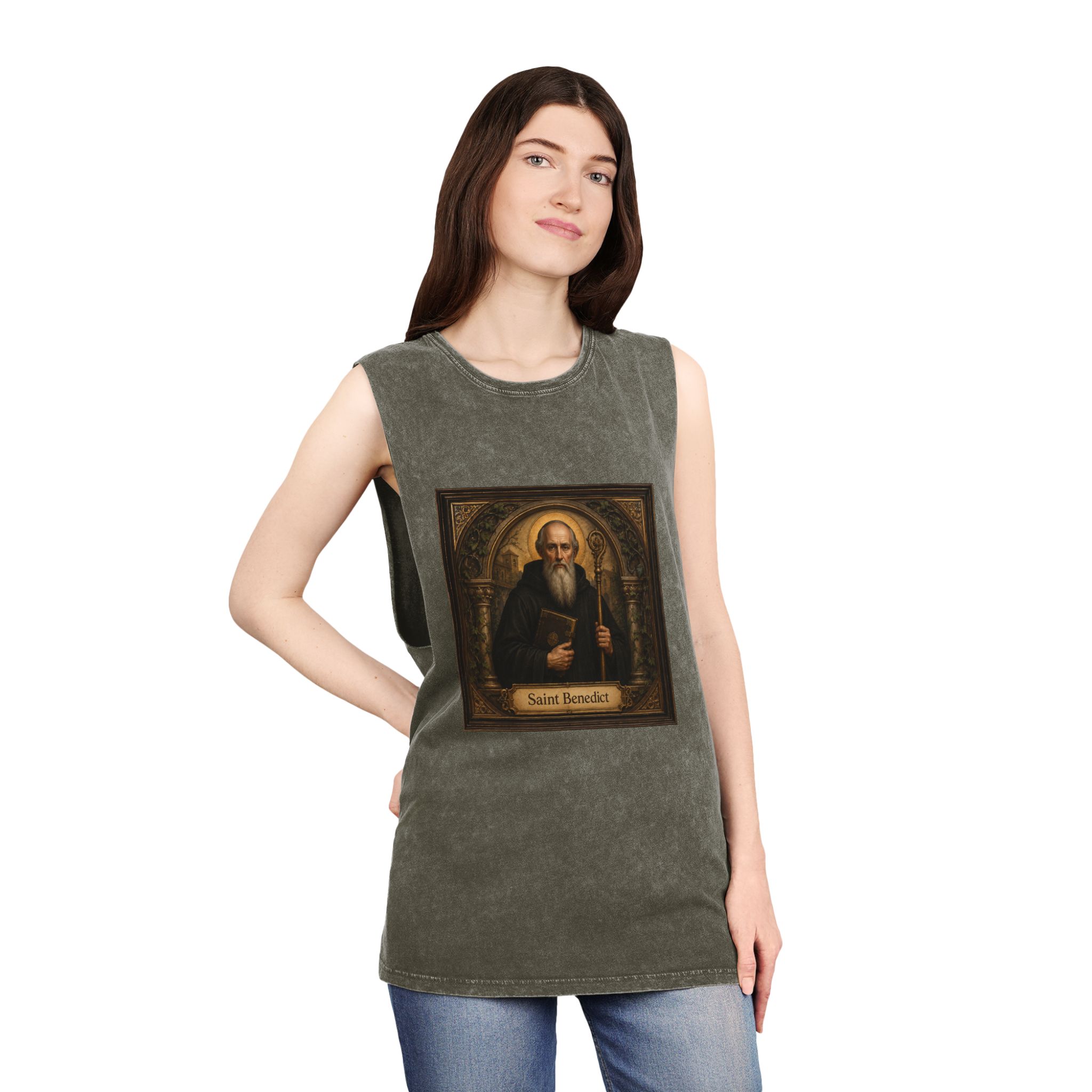 Saint Benedict Unisex Stonewash Tank Top - Image 8