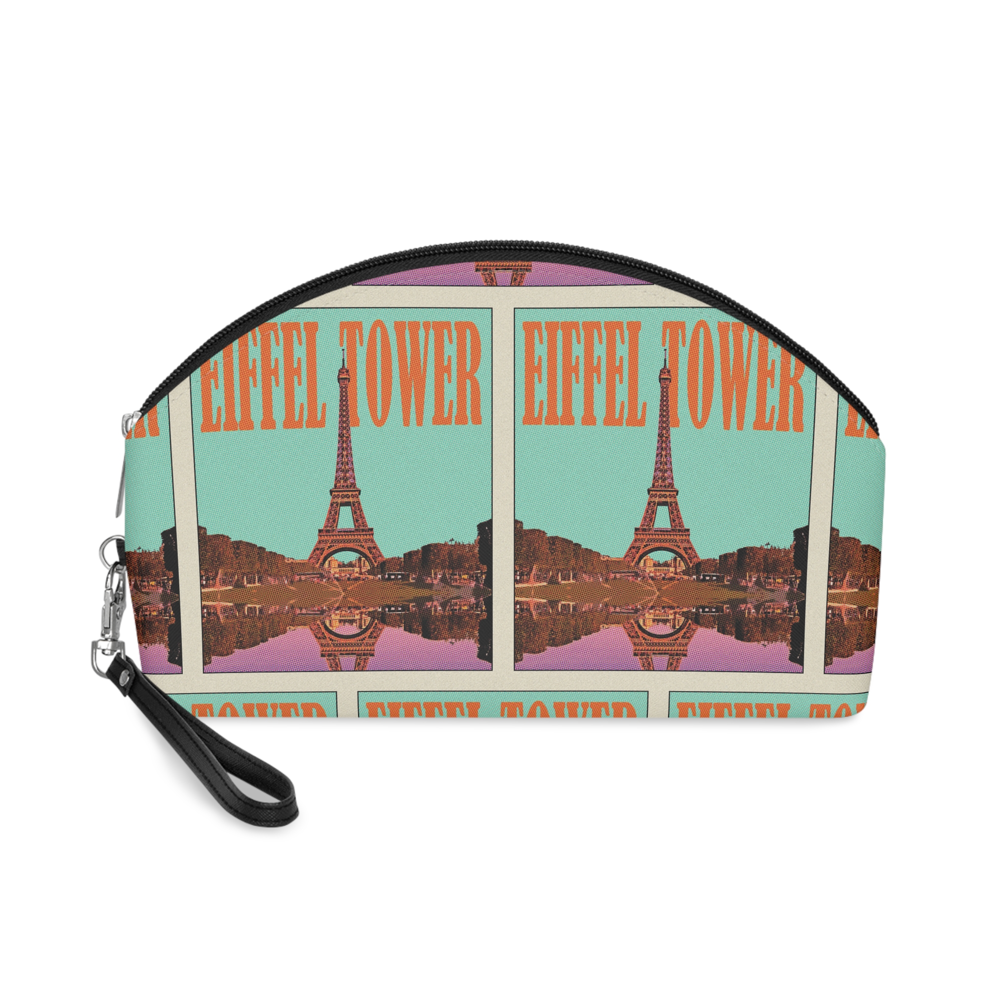 Eiffel Tower Retro Travel Poster Makeup Bag