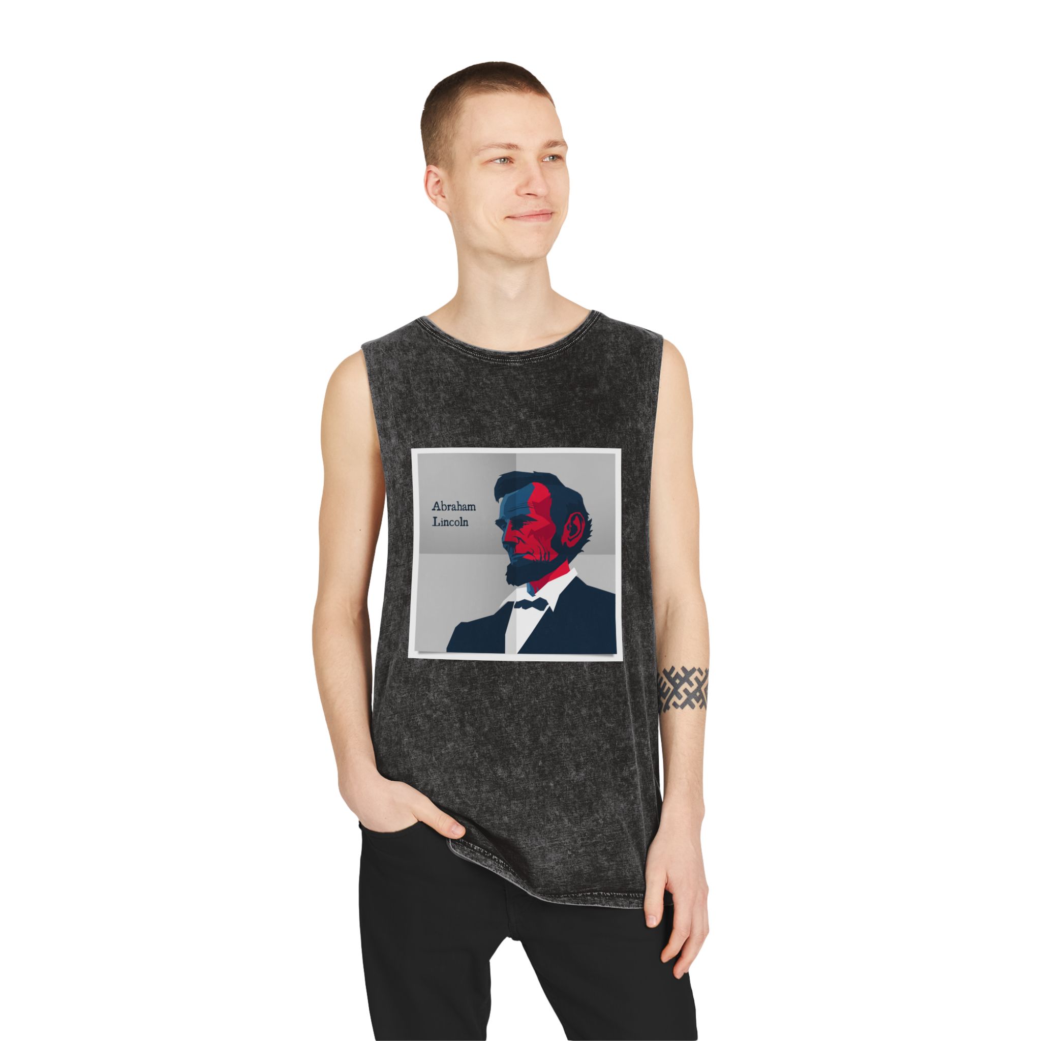 Historical Design 235DEF Unisex Stonewash Tank Top - Image 3