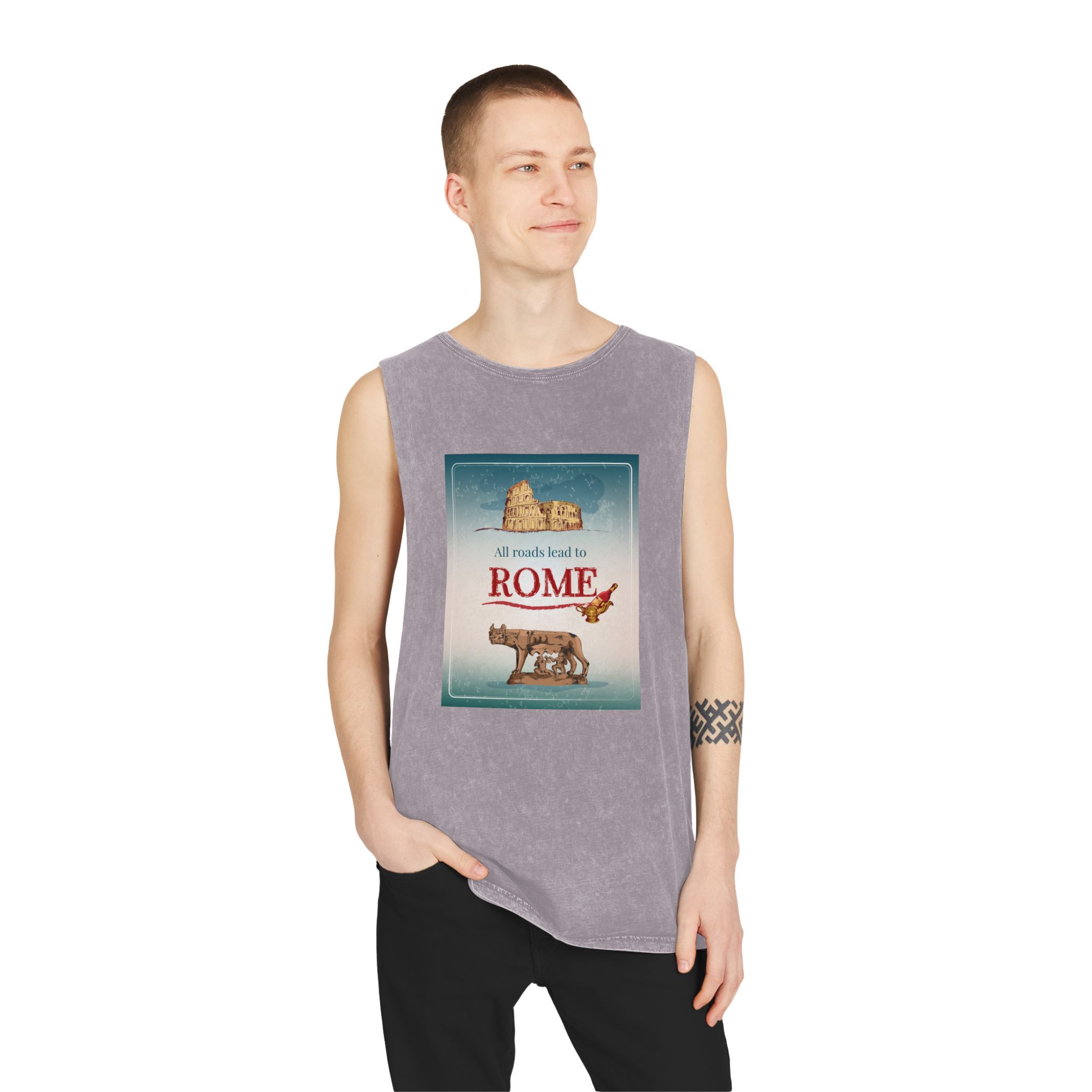 Historical Design E34B4F Unisex Stonewash Tank Top - Image 19