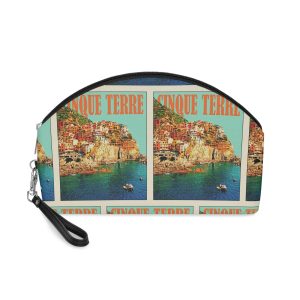 Cinque Terre Retro Travel Poster Makeup Bag