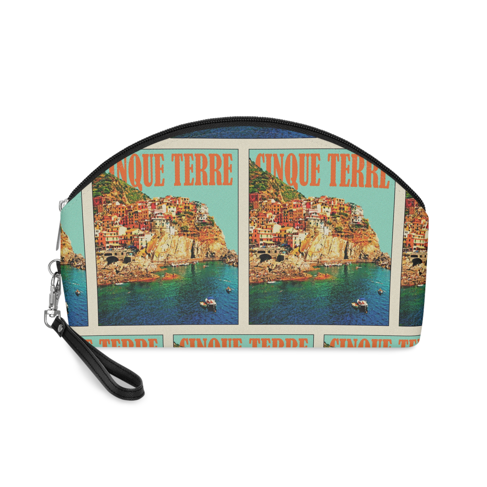 Cinque Terre Retro Travel Poster Makeup Bag
