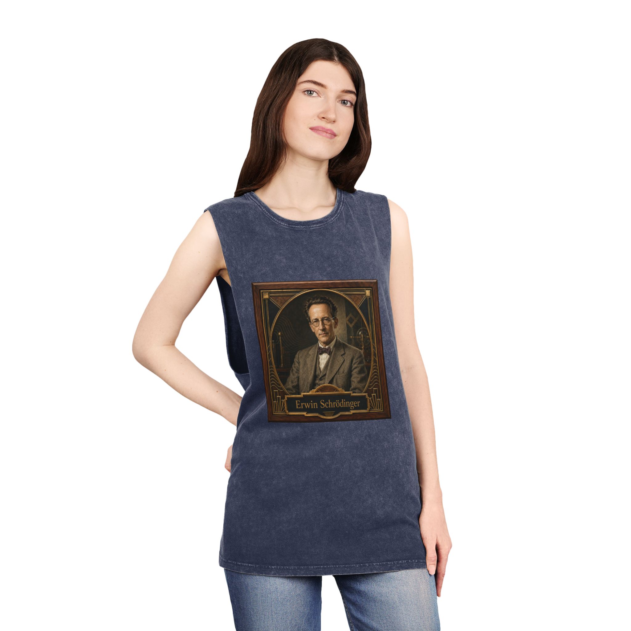 Erwin Schrodinger Unisex Stonewash Tank Top - Image 16