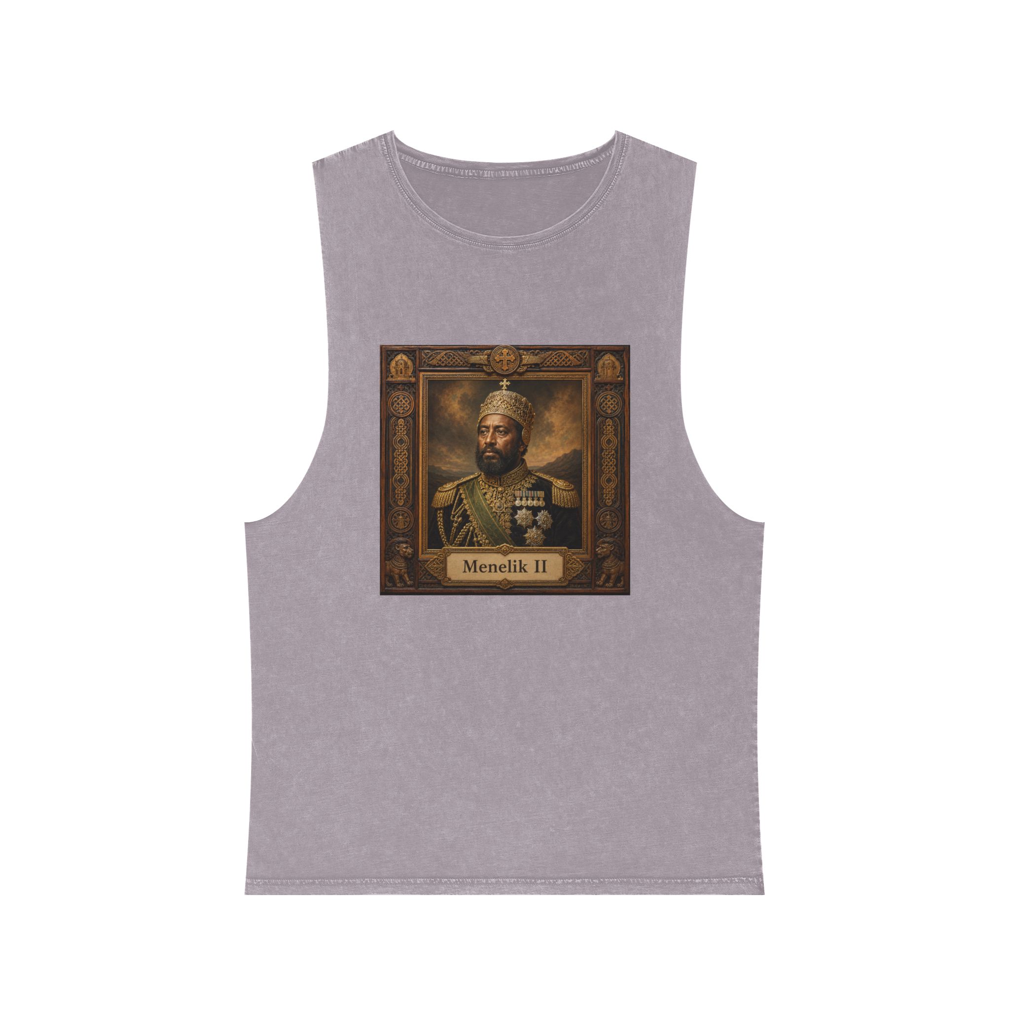 Menelik II Unisex Stonewash Tank Top - Image 17