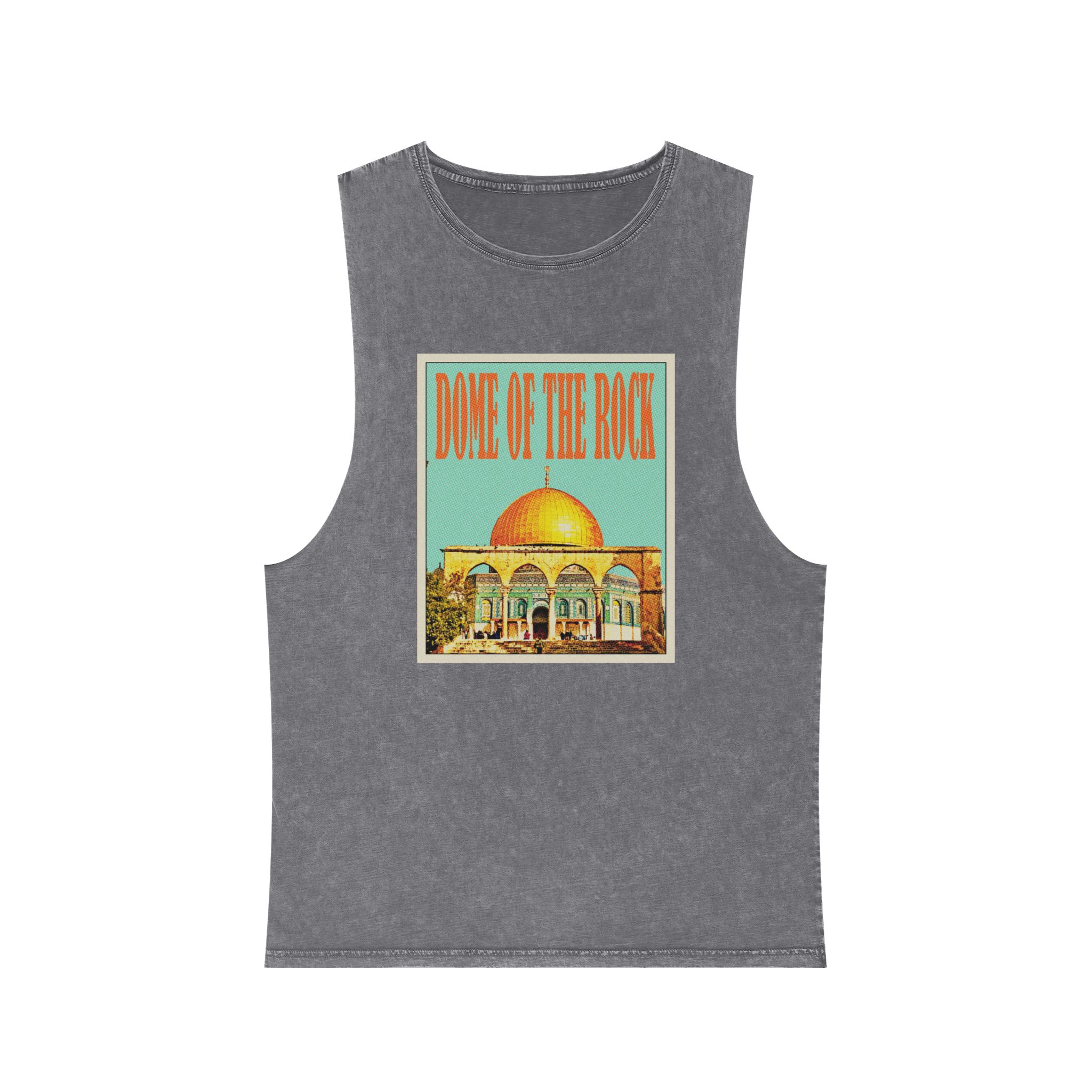 Dome Rock Retro Travel Poster Unisex Stonewash Tank Top - Image 9
