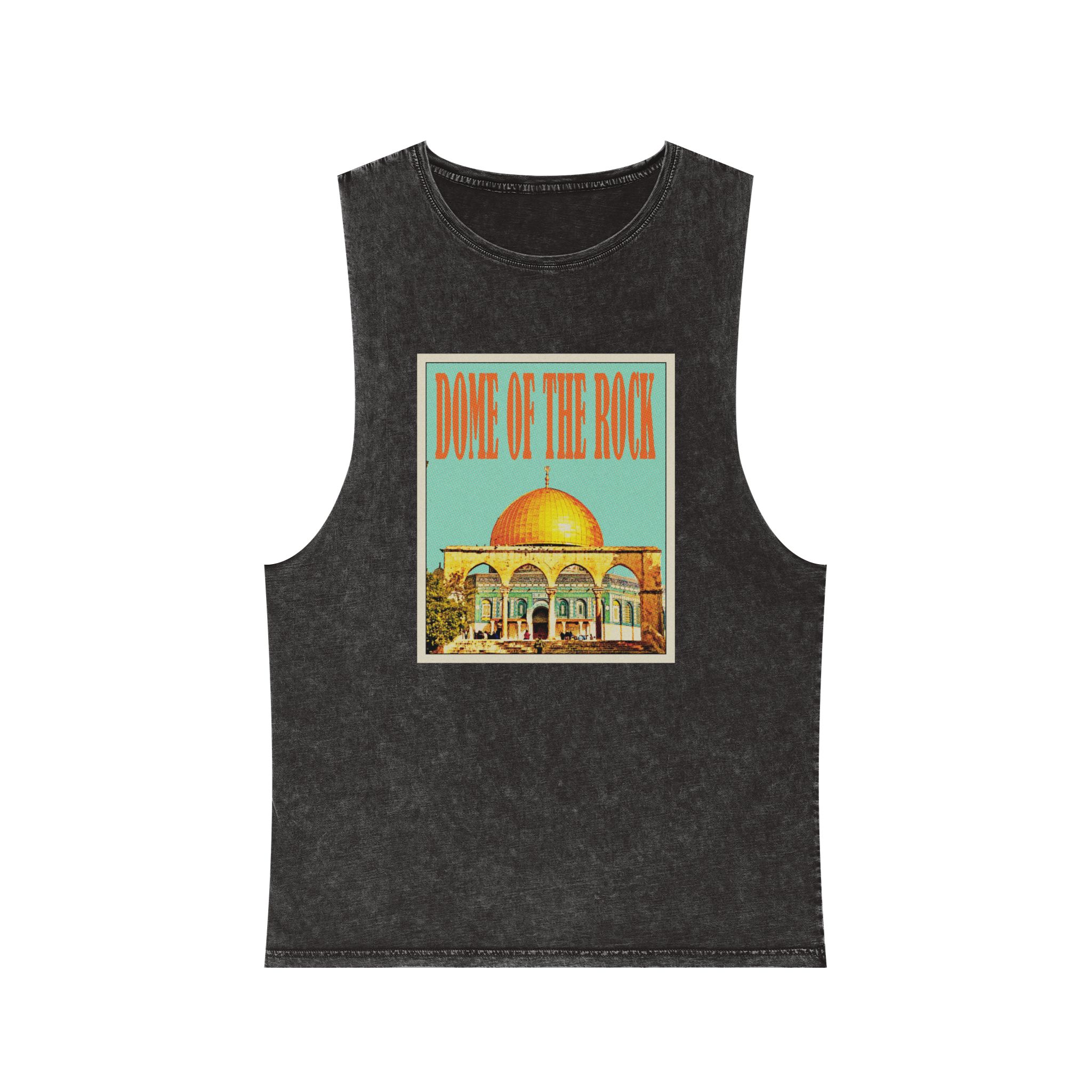 Dome Rock Retro Travel Poster Unisex Stonewash Tank Top