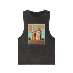 Arc de Triomphe Retro Travel Poster Unisex Stonewash Tank Top
