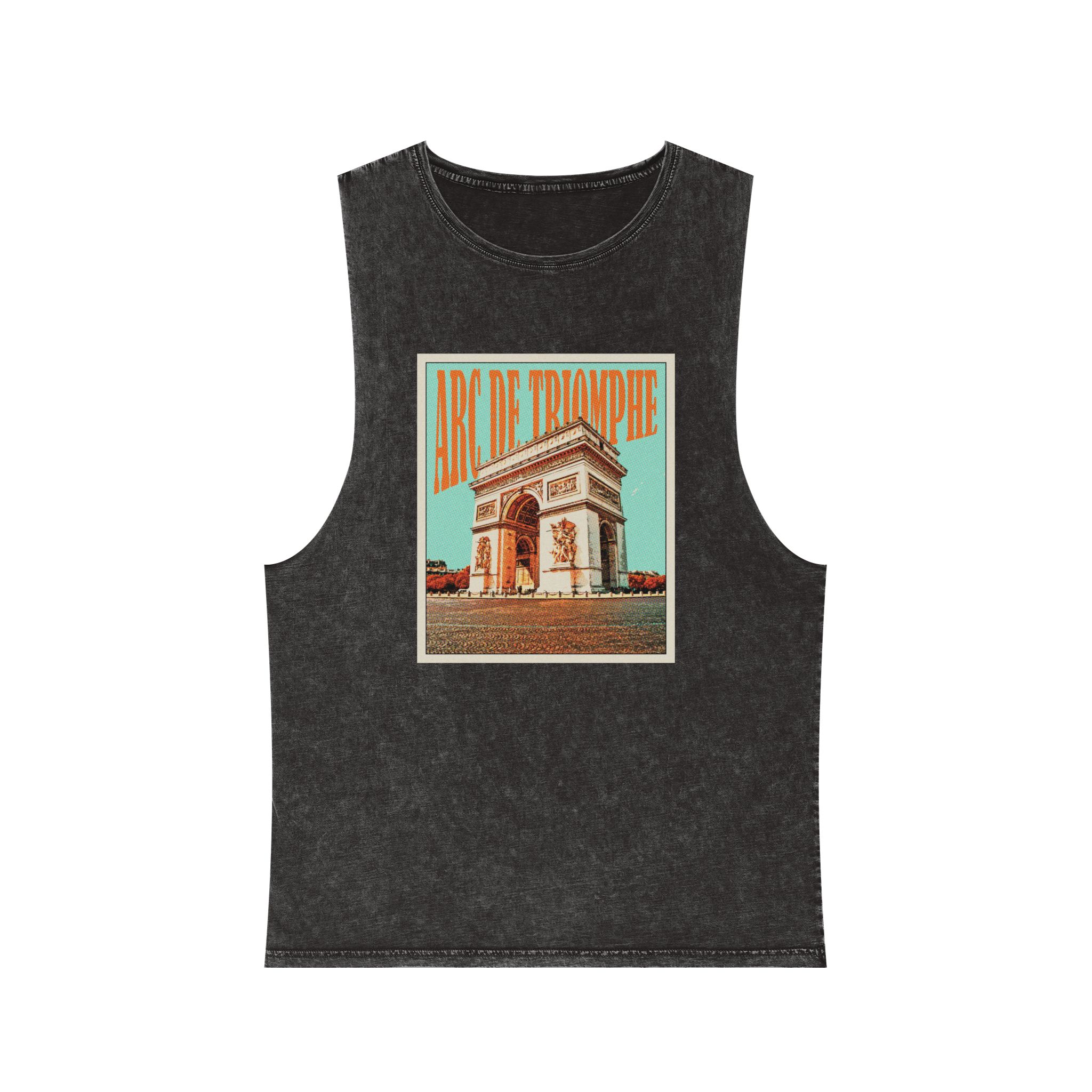 Arc de Triomphe Retro Travel Poster Unisex Stonewash Tank Top