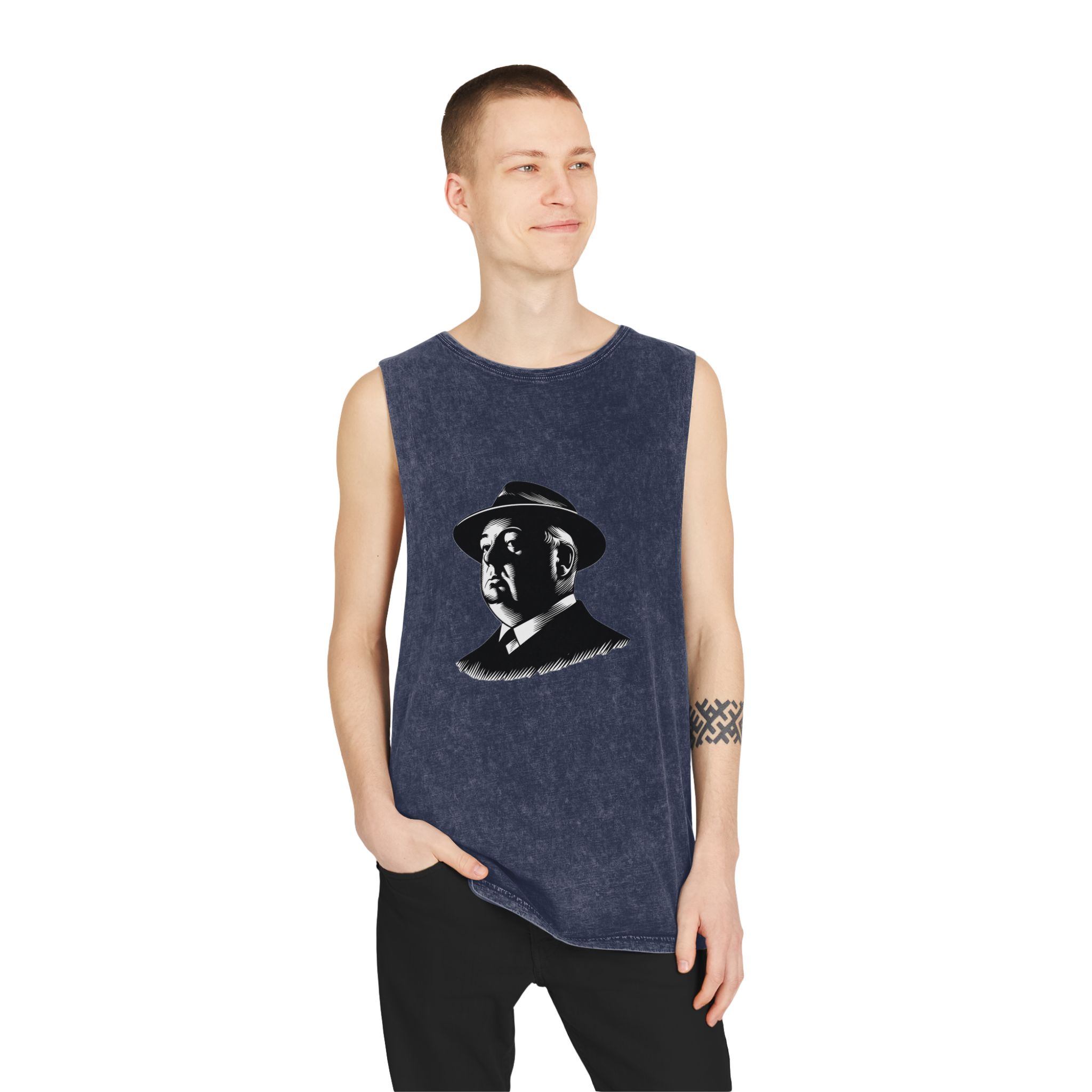 Fondo de “alfred Hitchcock Unisex Stonewash Tank Top - Image 15