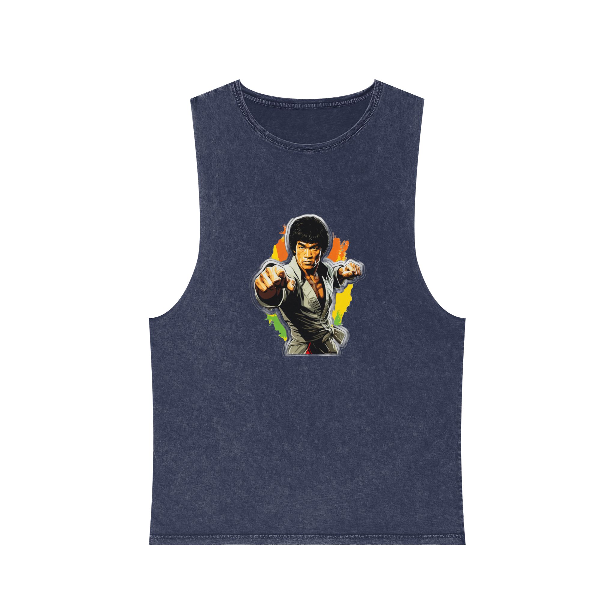 Bruce Lee In A Fighting Stance Unisex Stonewash Tank Top - Image 13