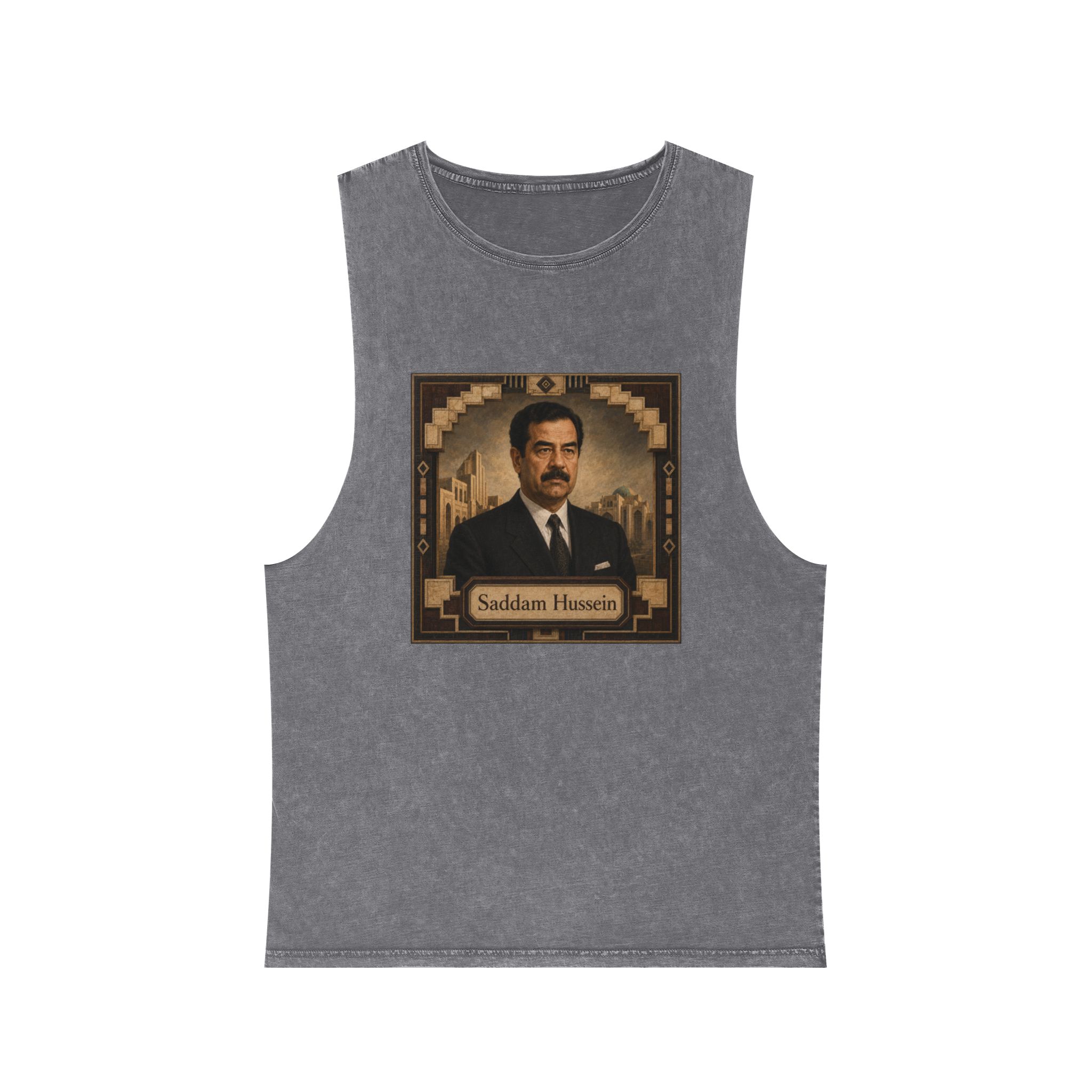 Saddam Hussein Unisex Stonewash Tank Top - Image 9