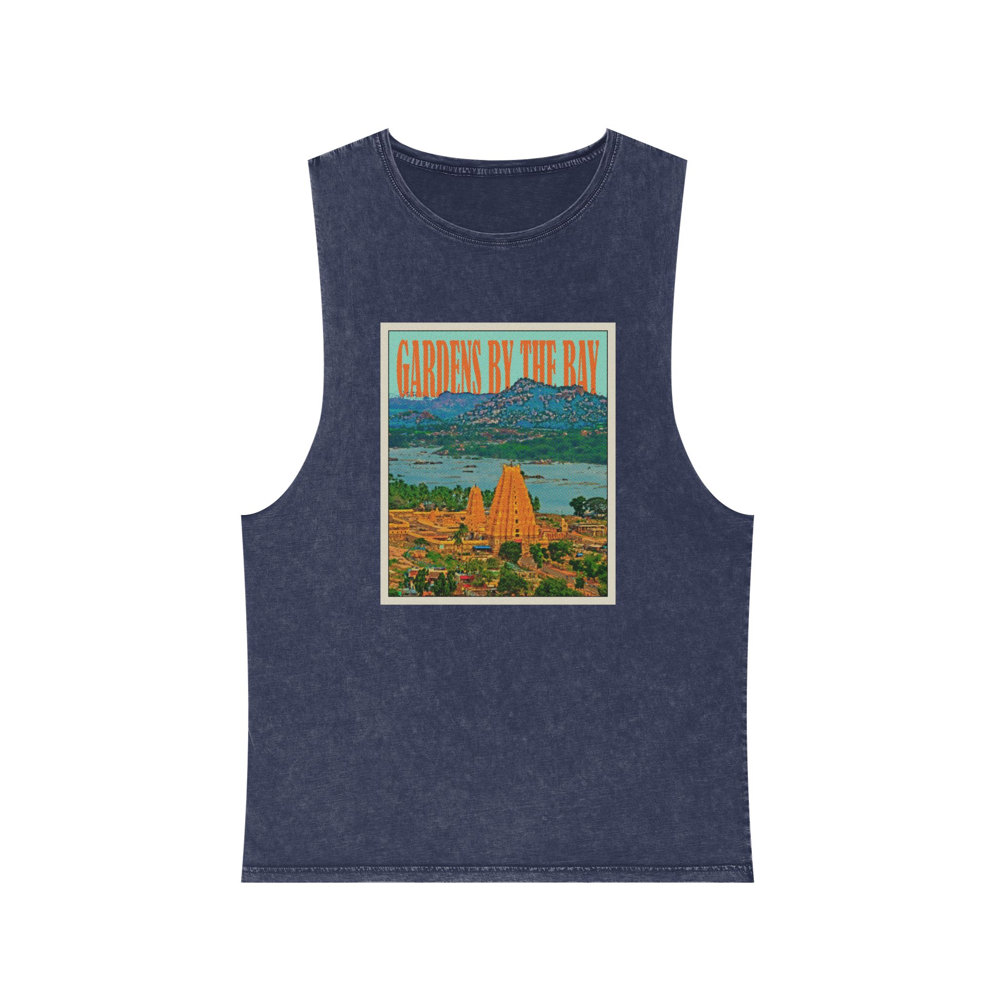 Gardens By Bay Retro Travel Poster (2) Unisex Stonewash Tank Top - Image 13