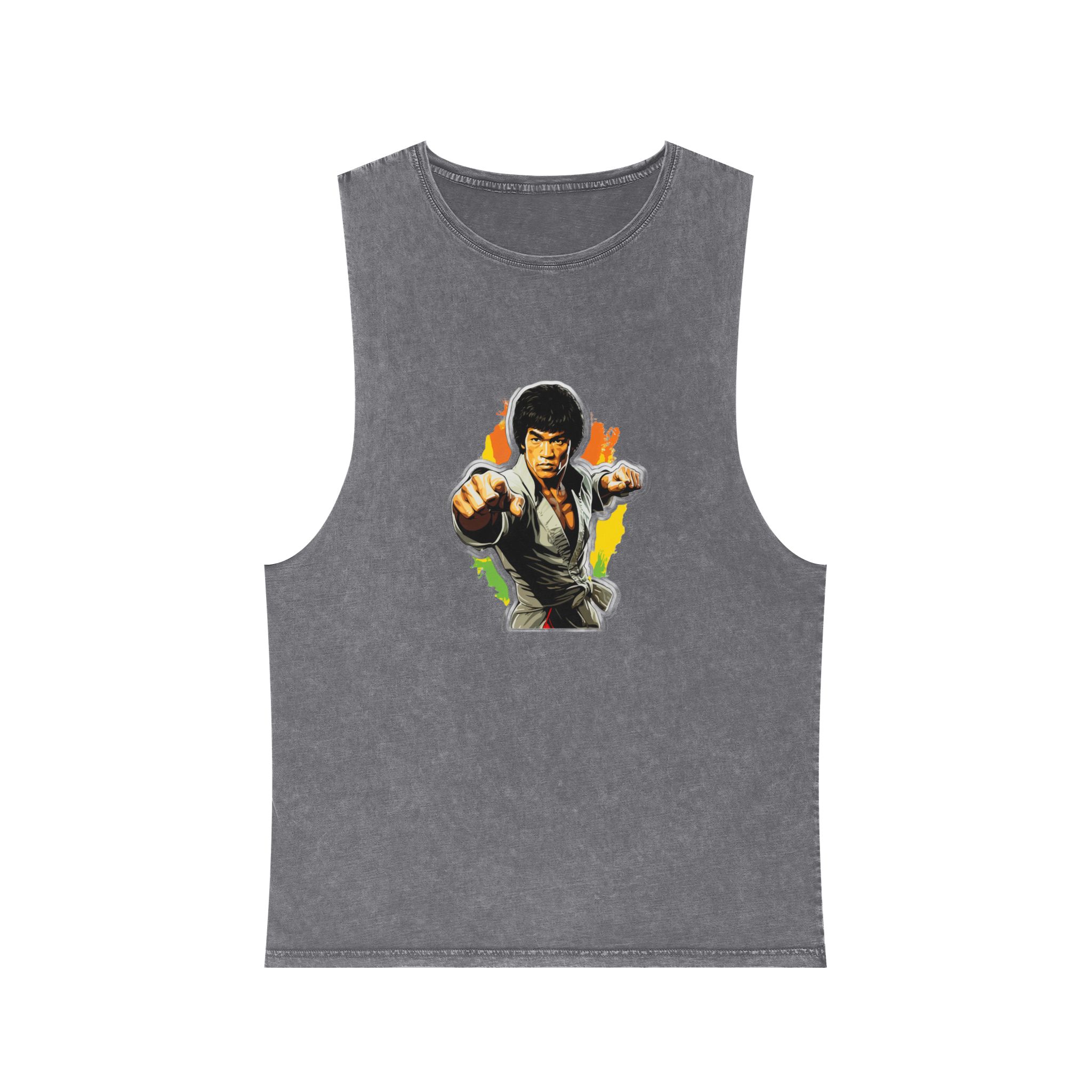 Bruce Lee In A Fighting Stance Unisex Stonewash Tank Top - Image 9