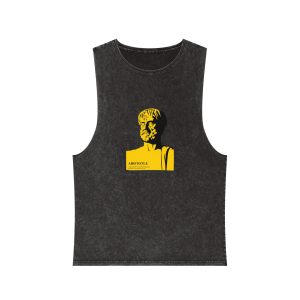 Aristotle Silhuette Flat Art Graphic Art Aristotle With Quote Unisex Stonewash Tank Top