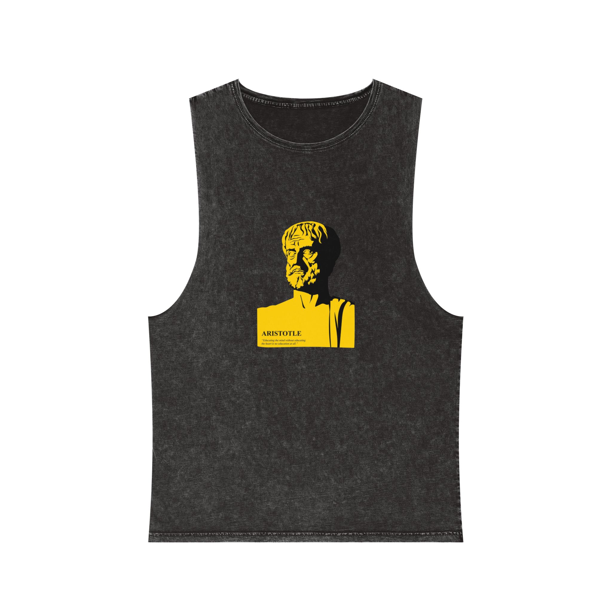 Aristotle Silhuette Flat Art Graphic Art Aristotle With Quote Unisex Stonewash Tank Top