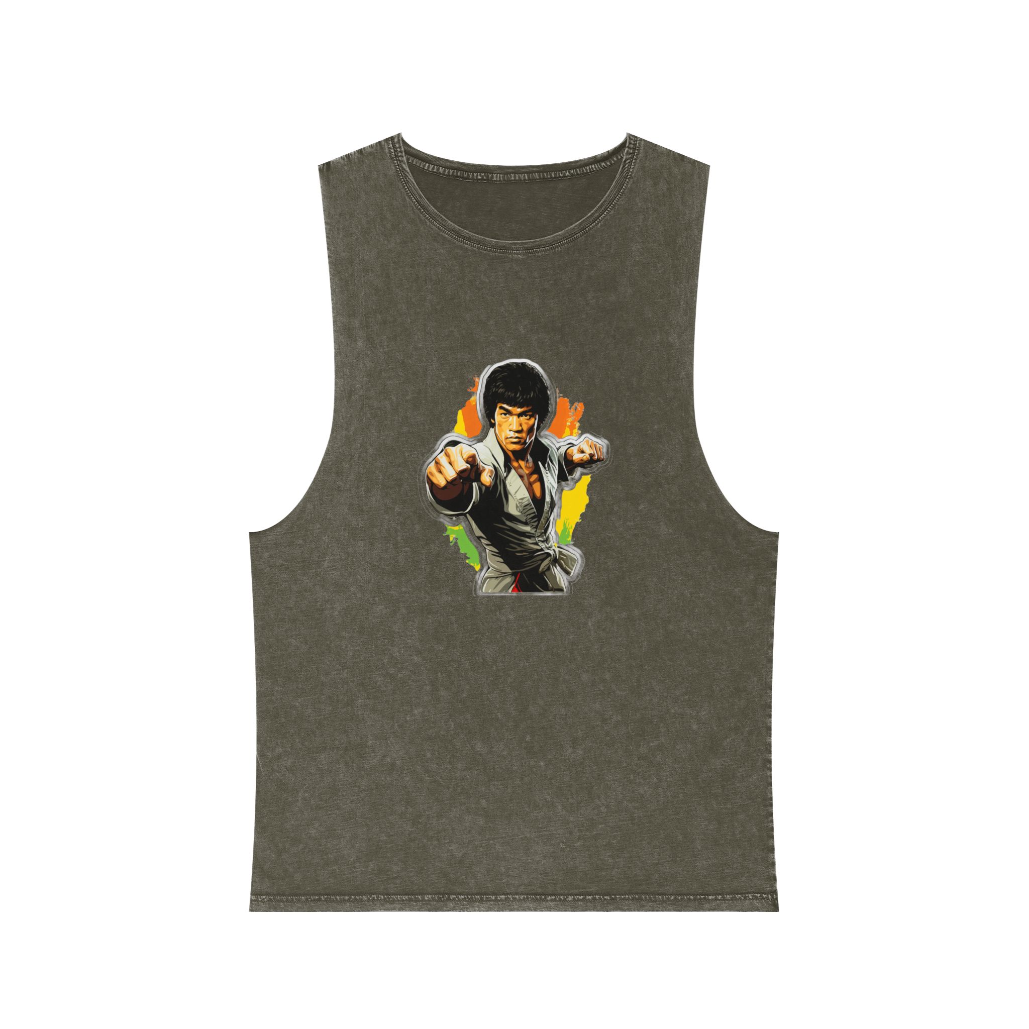Bruce Lee In A Fighting Stance Unisex Stonewash Tank Top - Image 5