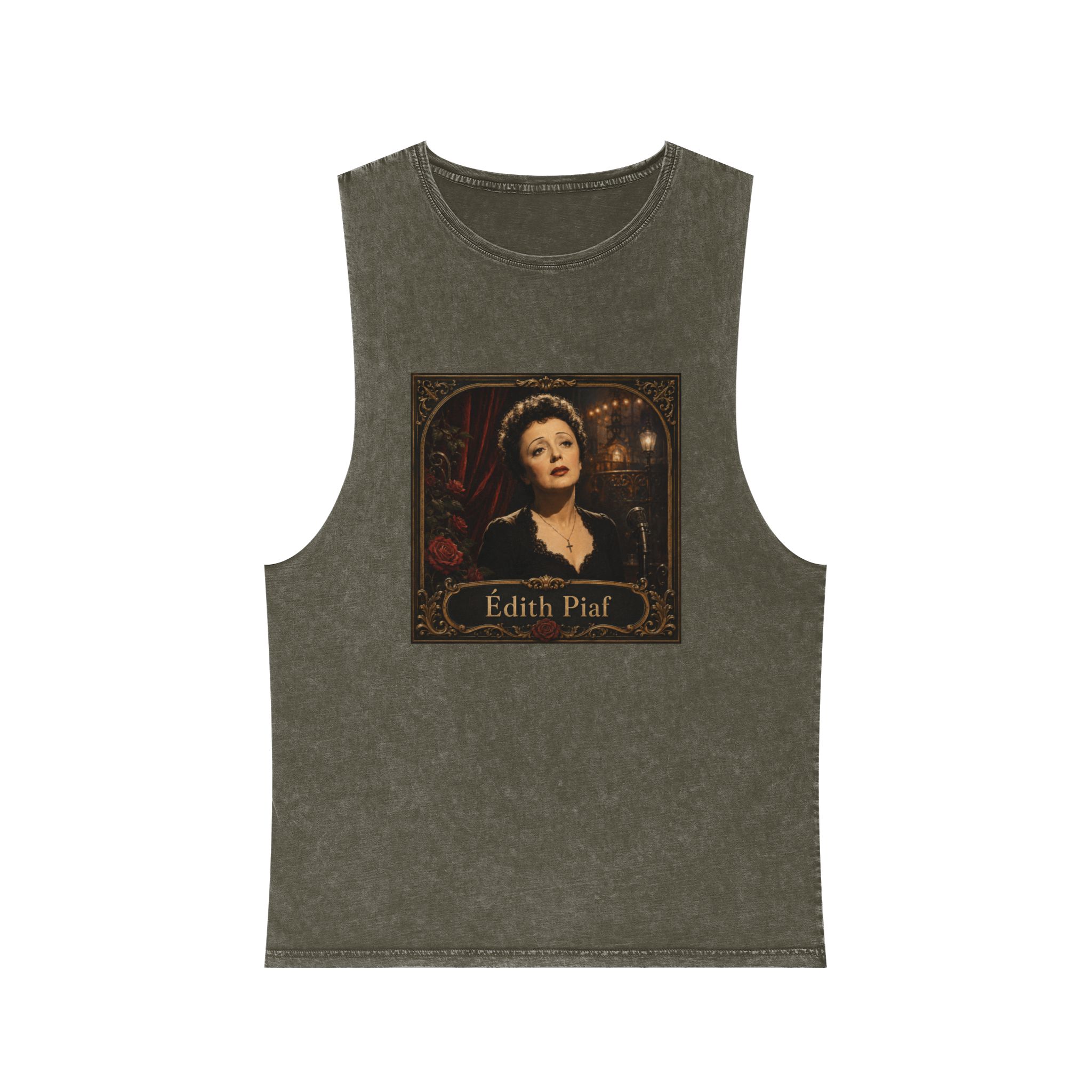 Edith Piaf Unisex Stonewash Tank Top - Image 5
