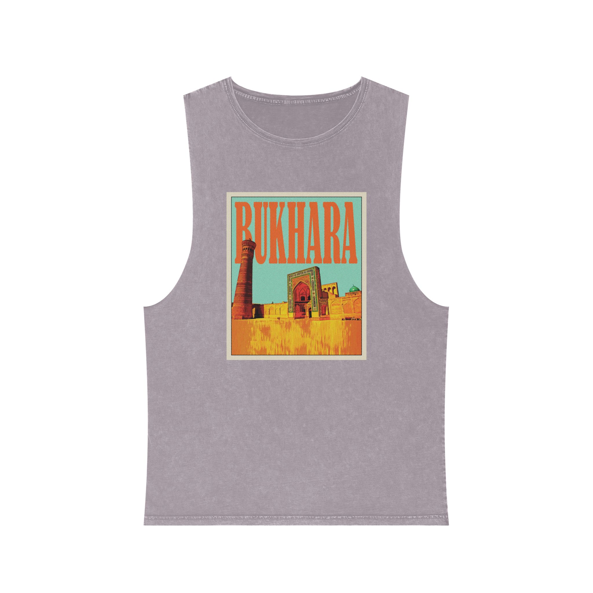 Bukhara Retro Travel Poster Unisex Stonewash Tank Top - Image 17