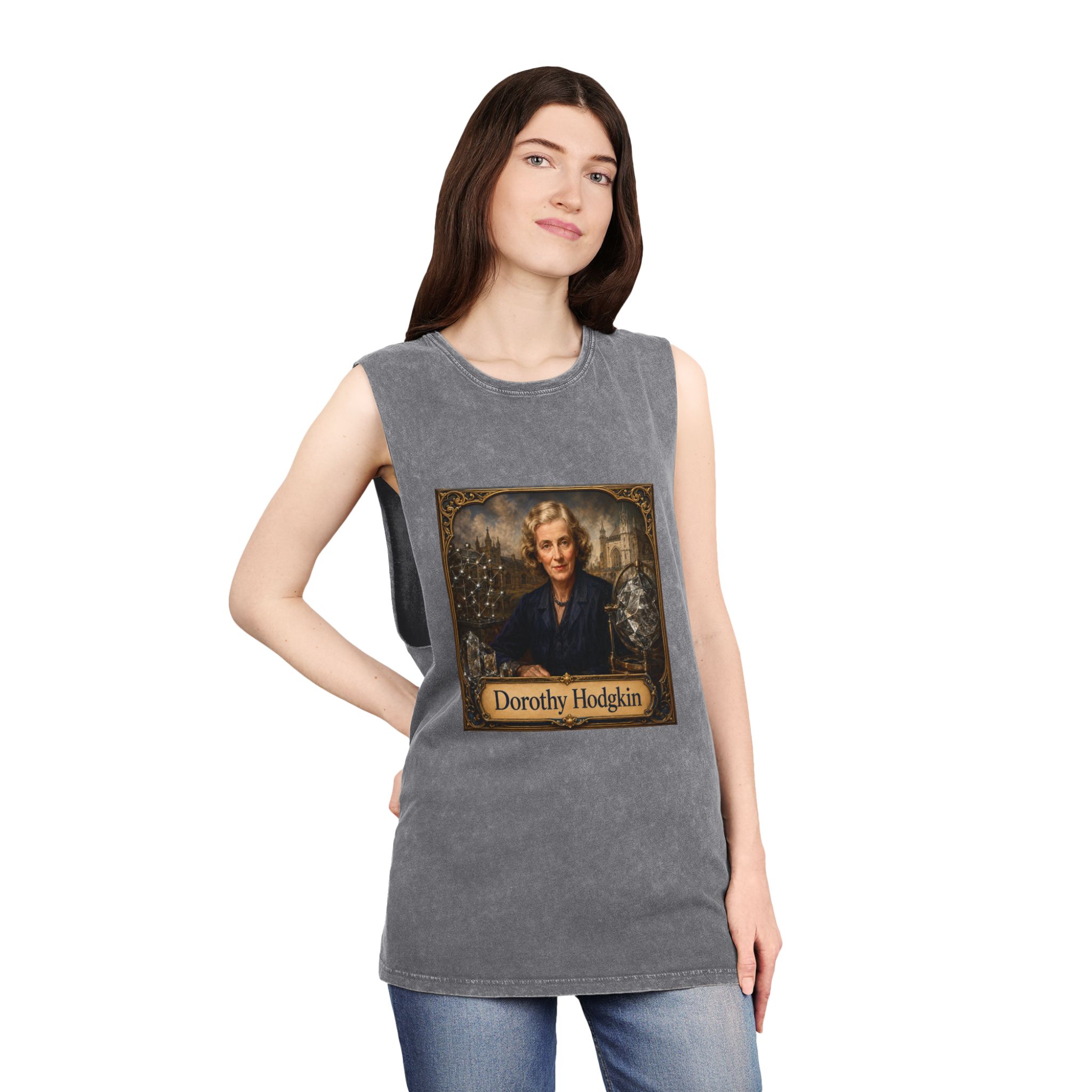 Dorothy Hodgkin Unisex Stonewash Tank Top - Image 12